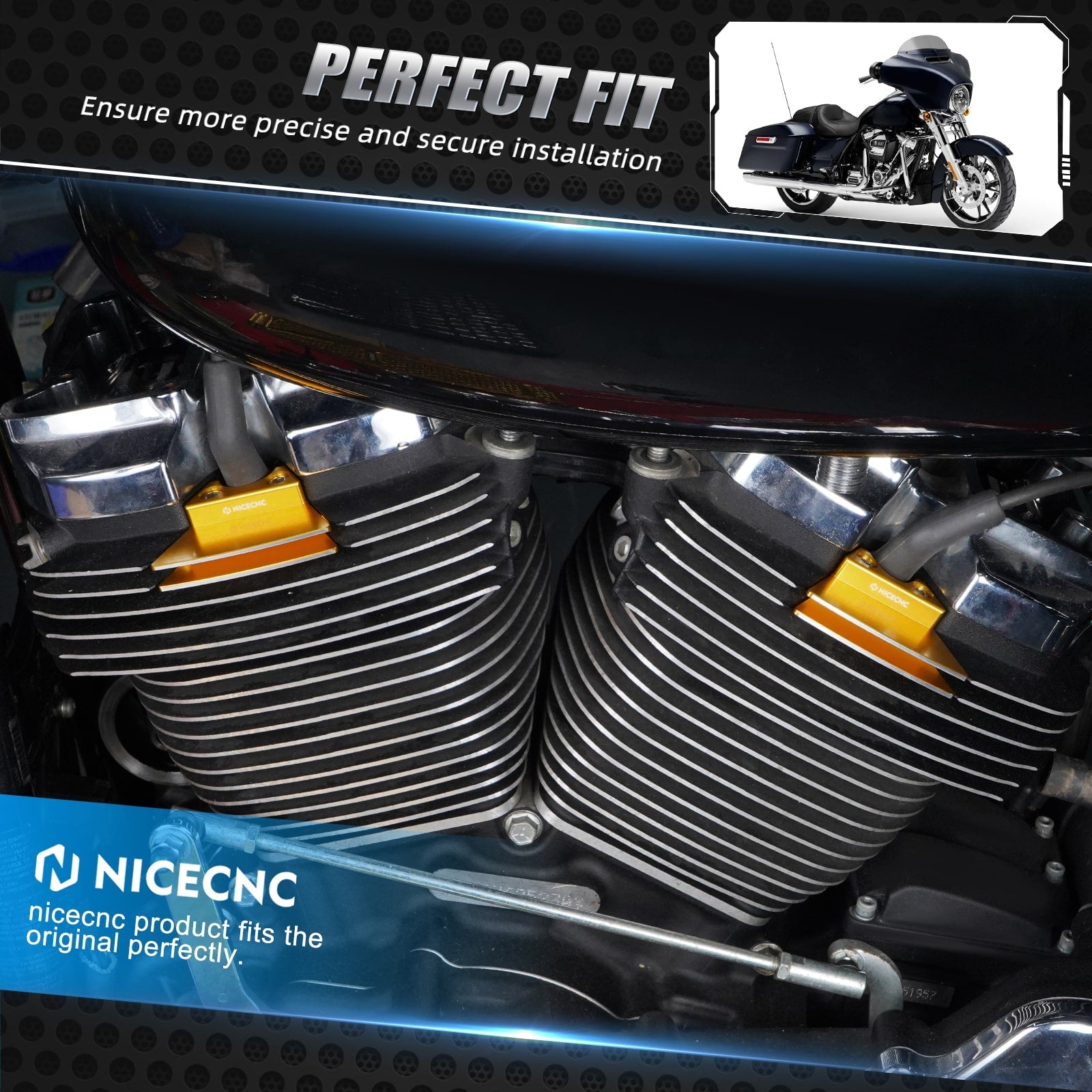 Verbesserte M8 Rippen Zündkerze Kopf Bolzen Abdeckungen Für Harley Road King Street Glide