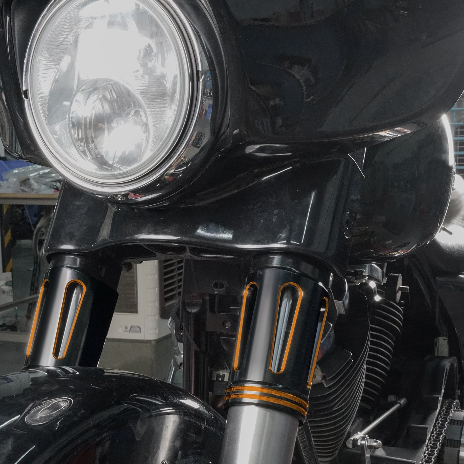 Gabelmanschetten Gabelschieberabdeckungen für Harley Road King Electra Glide Street Glide Road Glide