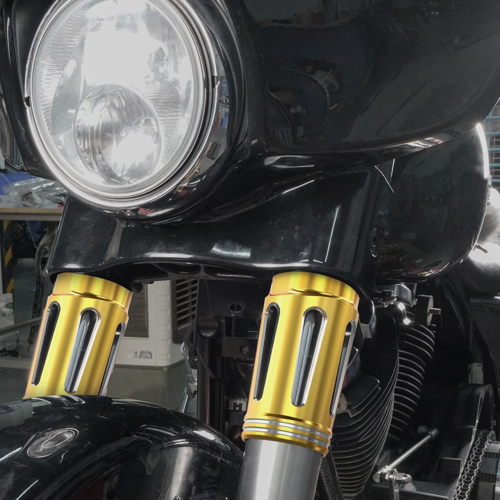 Gabelmanschetten Gabelschieberabdeckungen für Harley Road King Electra Glide Street Glide Road Glide