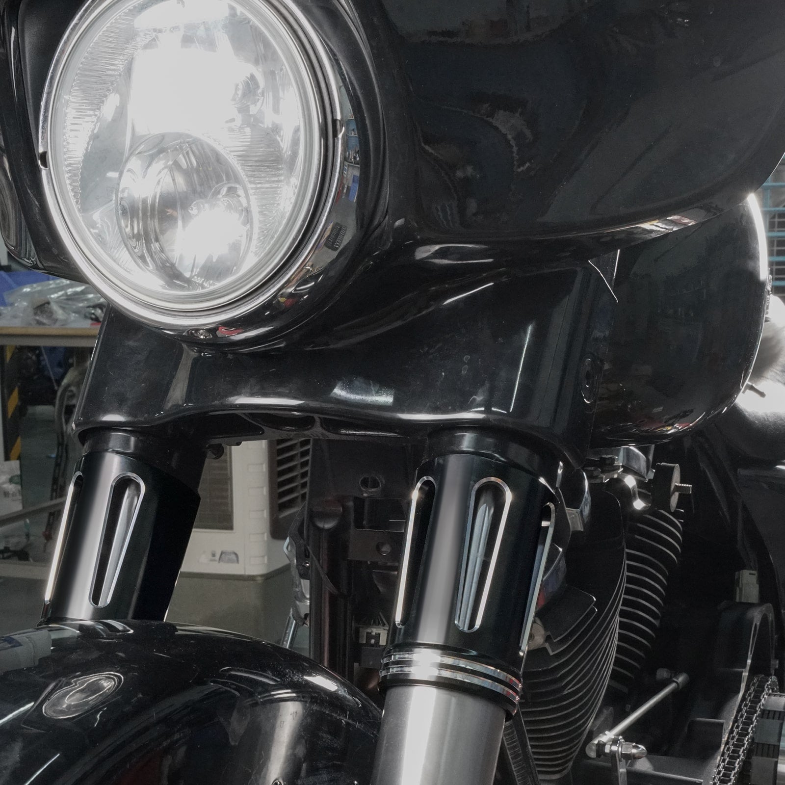 Gabelmanschetten Gabelschieberabdeckungen für Harley Road King Electra Glide Street Glide Road Glide