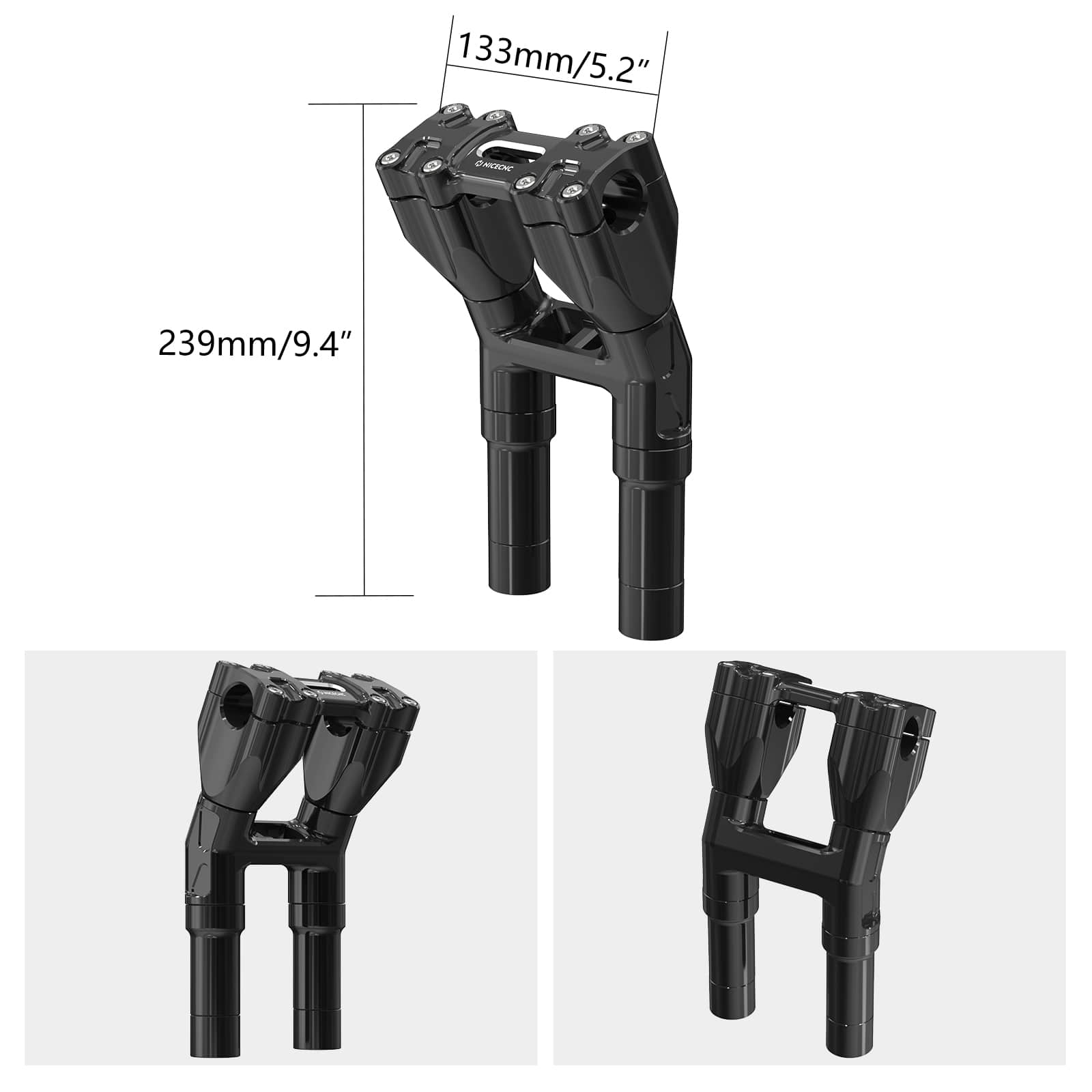 Modularer Kickback-isolierter Griff Barris 8"/ 7"/6"/5" nach hinten 1,5" für Harley Davidson