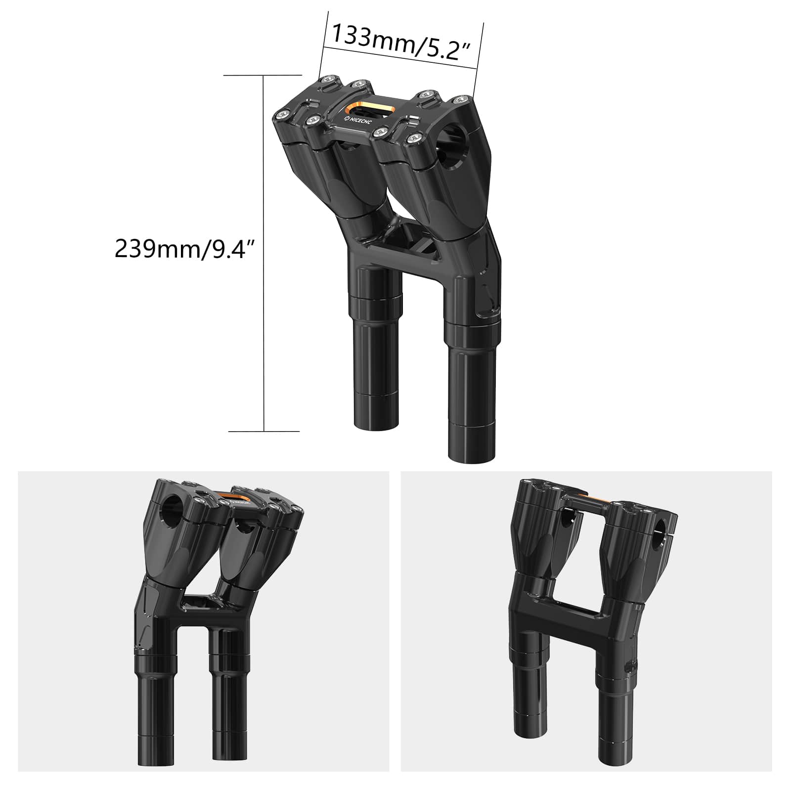 Modularer Kickback-isolierter Griff Barris 8"/ 7"/6"/5" nach hinten 1,5" für Harley Davidson