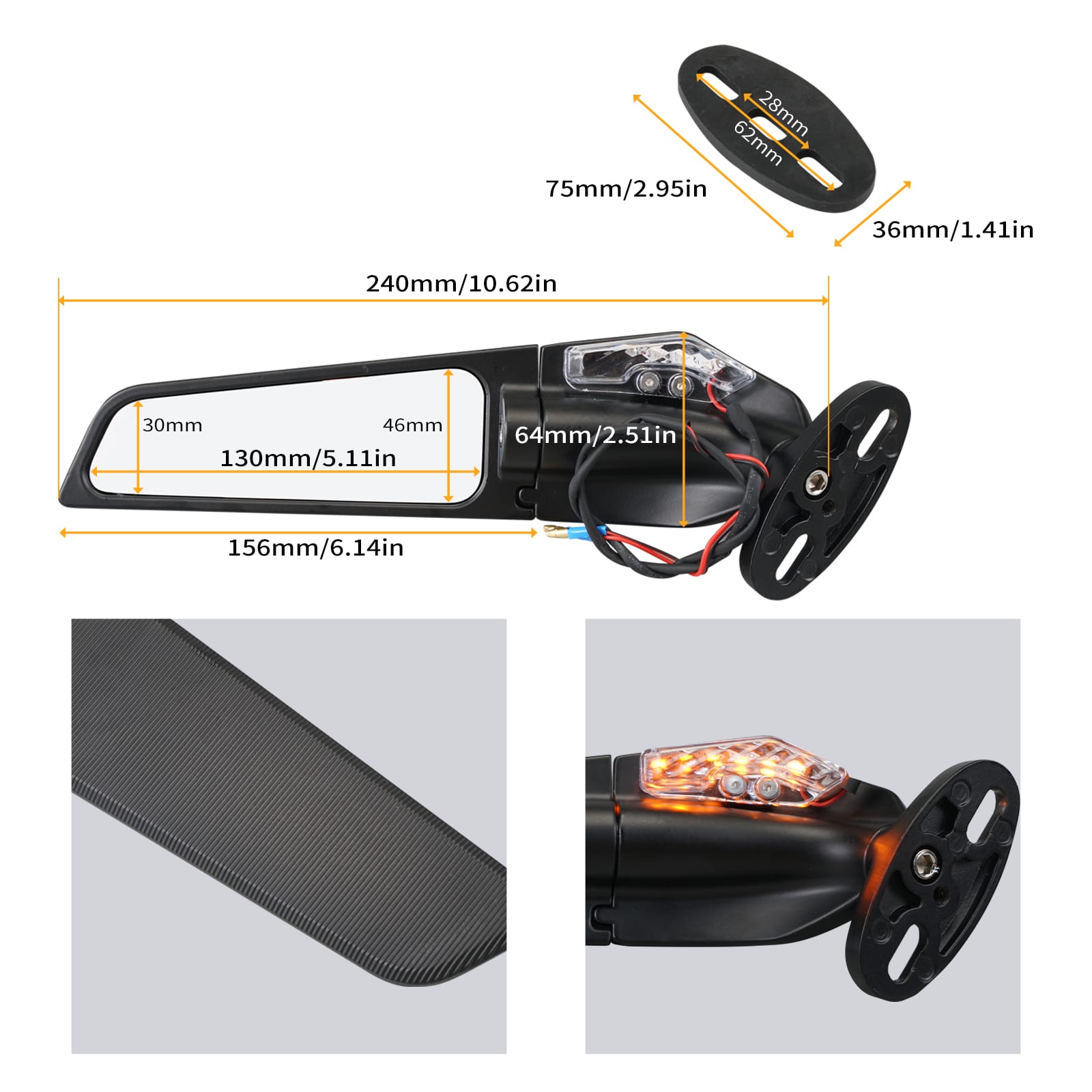 M5 Spiegel Rückspiegel mit Blinker Für Honda Kawasaki Yamaha BMW Suzuki
