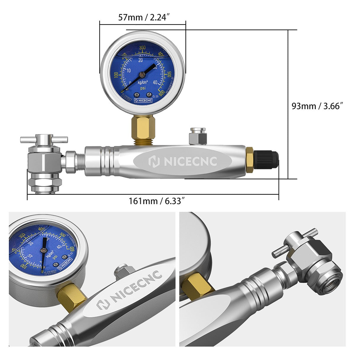 NICECNC Stickstoffregler Kit 600psi No Loss Chuck für Schrader Ventilstoßdämpfer