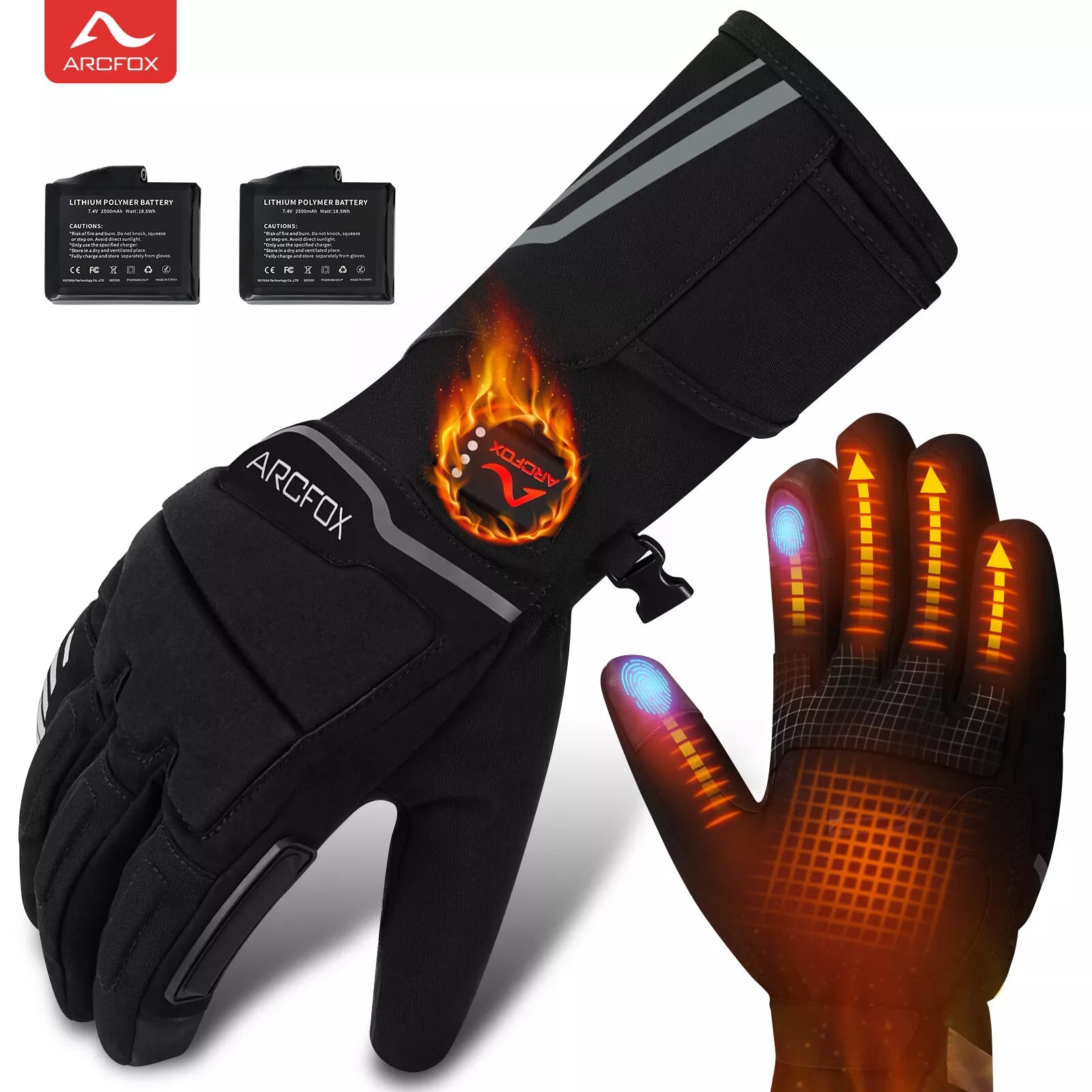 Beheizbare Ski Motorrad Handschuhe Wasserdicht Schwarz Winter