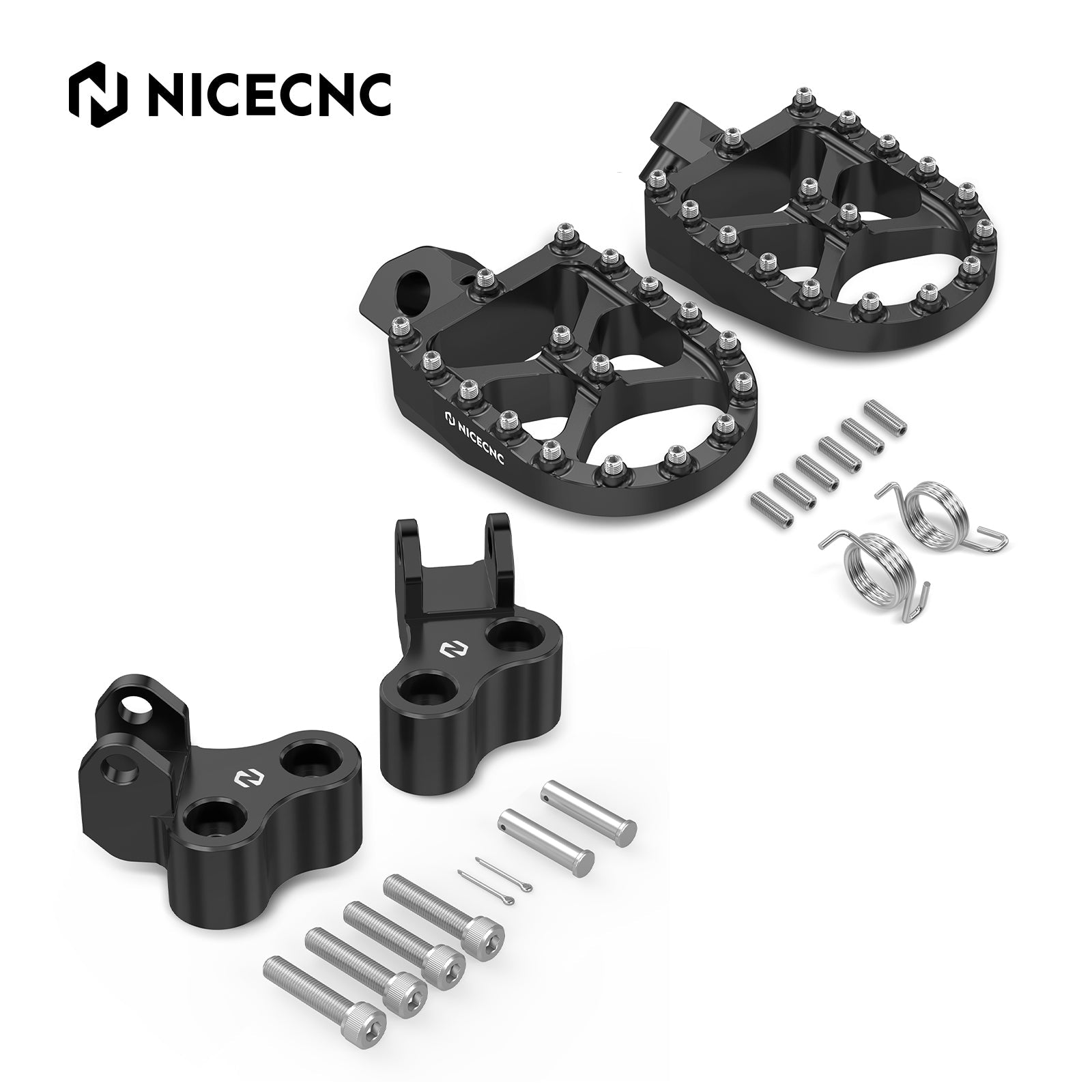 Vergrößerte Fußrasten + tiefergelegte Fußrastenhalterungen für Suzuki DR650 S / SE 1996-2024