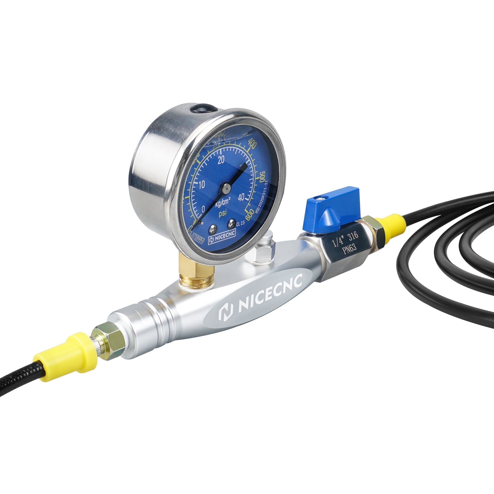 Stickstoff-Stoßdämpfer-Füllwerkzeug für Motorräder, ATVs und UTVs mit 2 Zoll 600 PSI Manometer