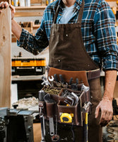 ARCFOX Vintage-Werkzeugtasche aus Leder mit Gürtel, 10 Taschen mit großem Fach, Allzwecktaschen für Mechaniker, Elektriker
