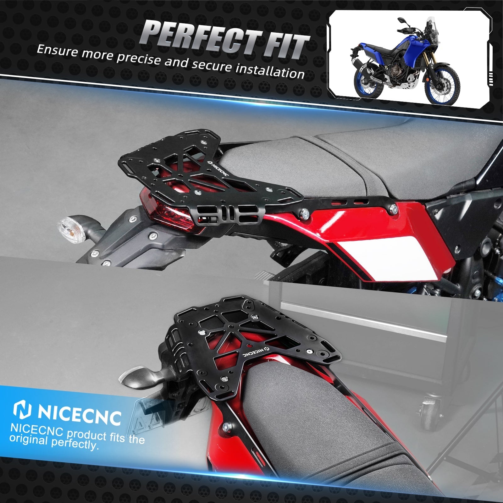 Hinten Gepäckträger Halterung Satteltasche Träger für Yamaha Tenere 700 XTZ700 2019-2024