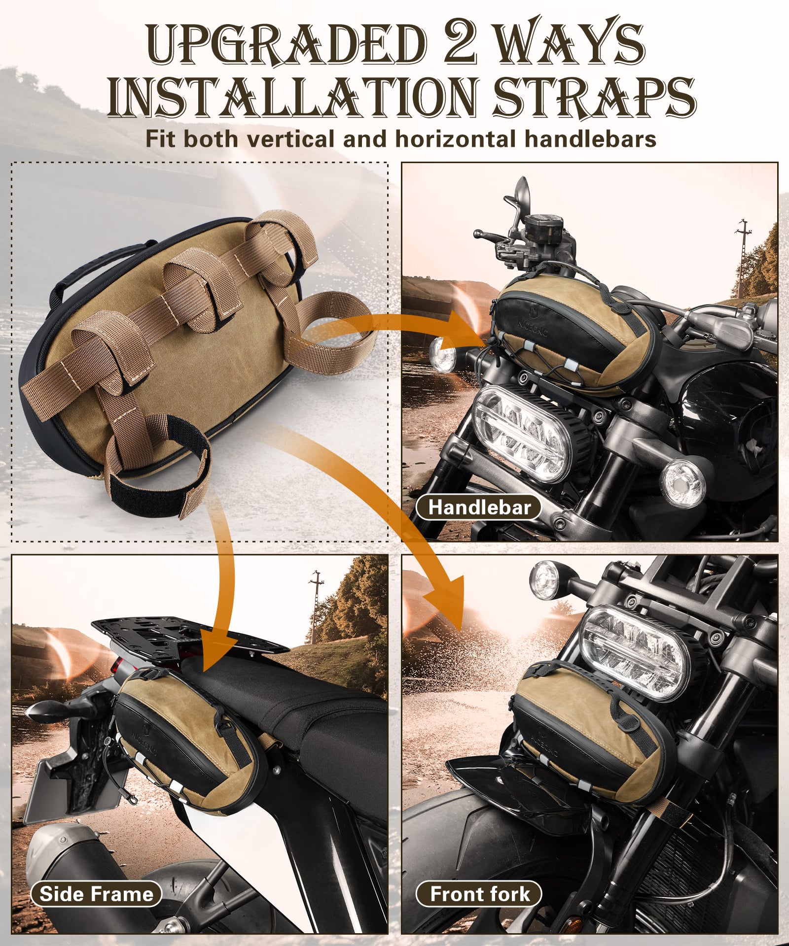 Motorrad Vintage Gewachste Leinwand Lenker Tasche Sattel Lagerung Beutel Gepäck