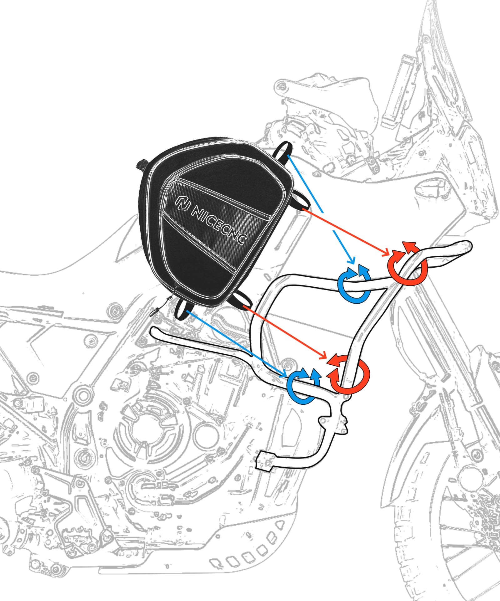 NICECNC Motorrad Sturzbügeltasche Schwarz für Yamaha Tenere XTZ 700 2019-2024