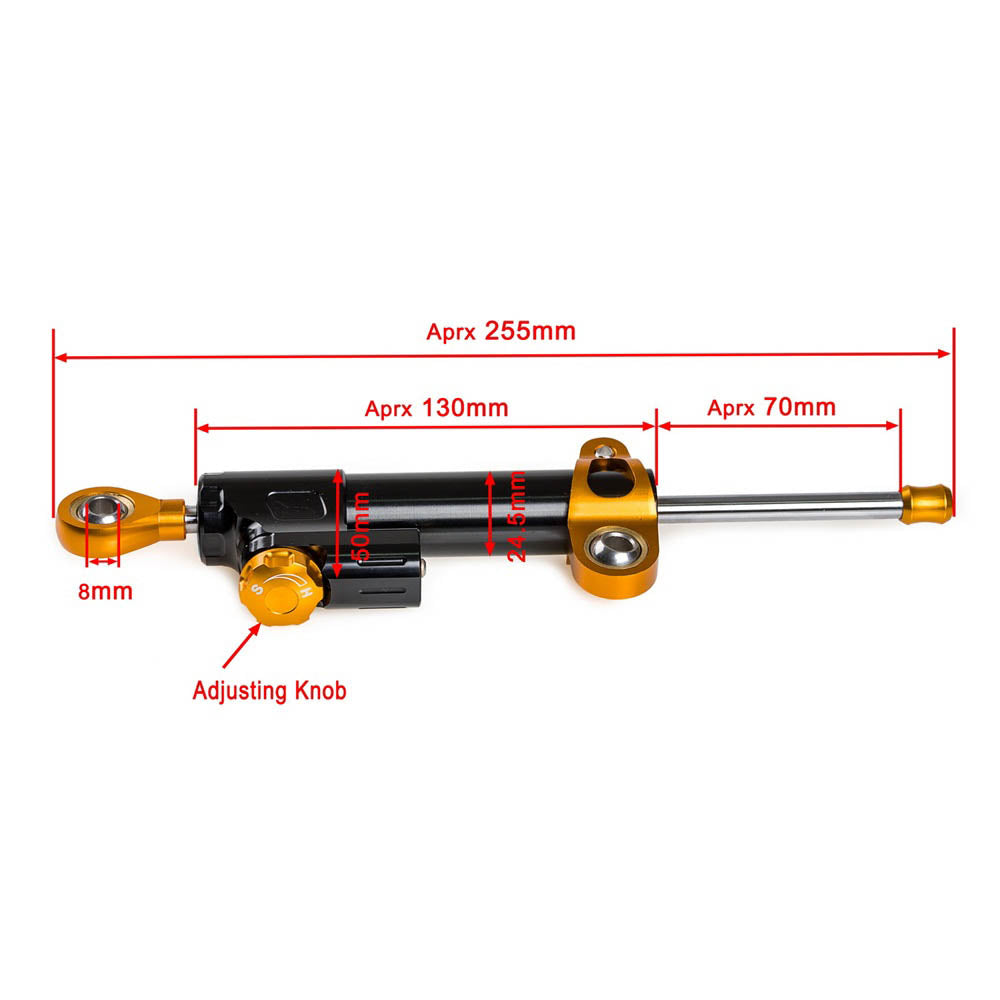 Universeller, einstellbarer Lenkungsdämpferstabilisator, 255 mm, für Straßen- und Sportmotorräder