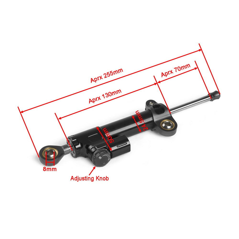 Universeller, einstellbarer Lenkungsdämpferstabilisator, 255 mm, für Straßen- und Sportmotorräder