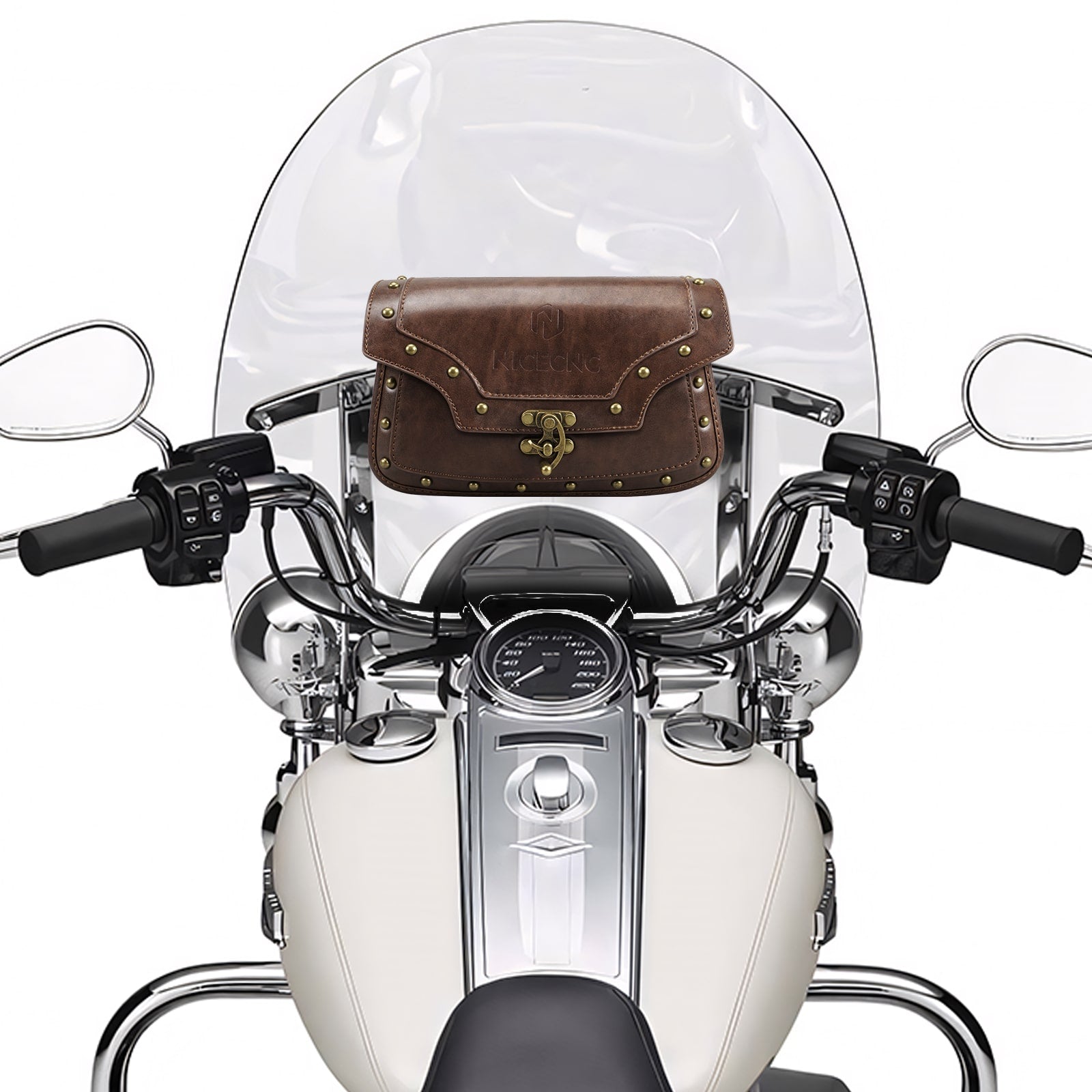 Motorrad Windschutzscheibe Tasche Vintage Krokodil Textur PU Leder Für Harley Davidson Road King 1995-2024 Softail