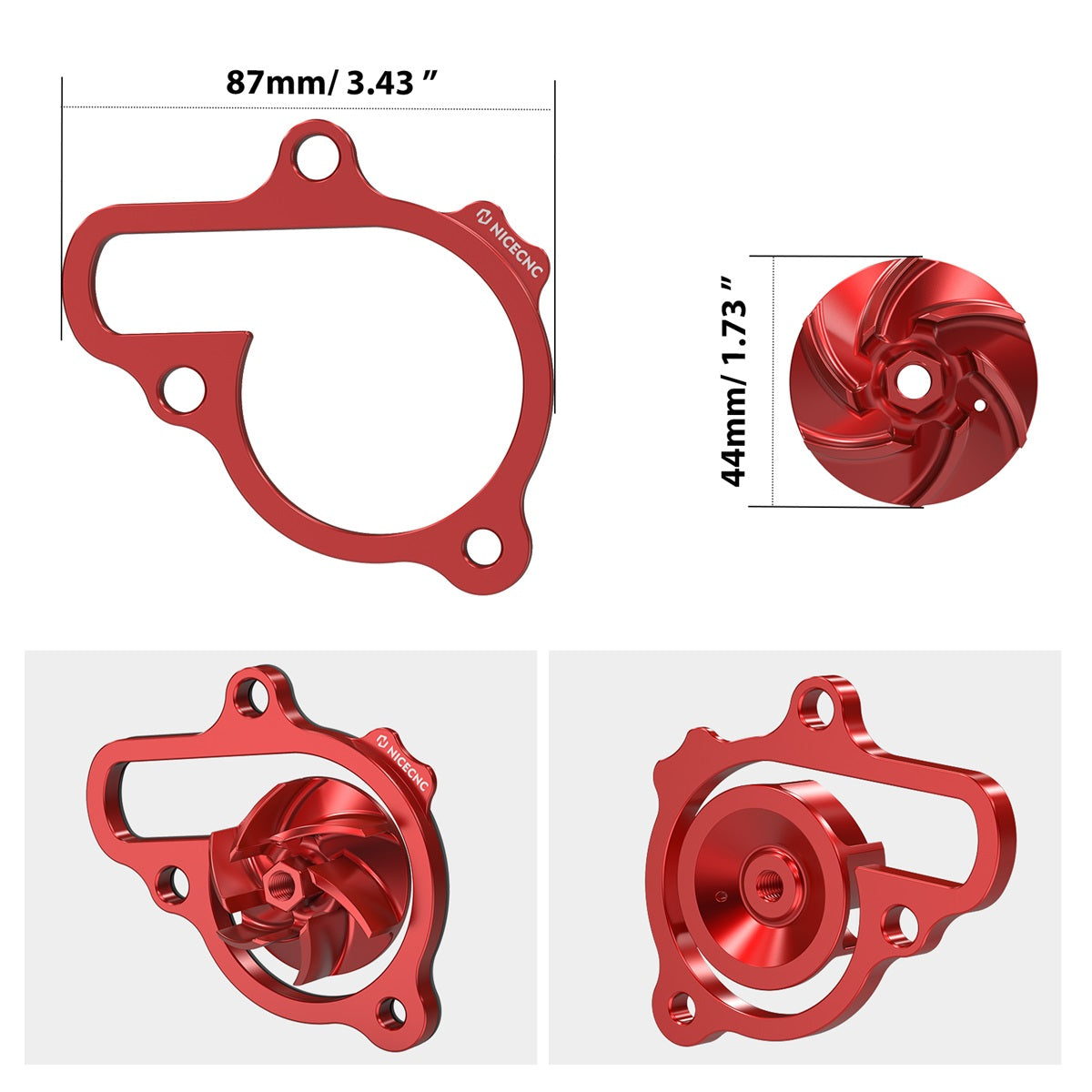 Übergroßes Wasserpumpen-Laufrad-Kühler-Abstandshalter-Kit für Honda CRF 450R 2021-2025