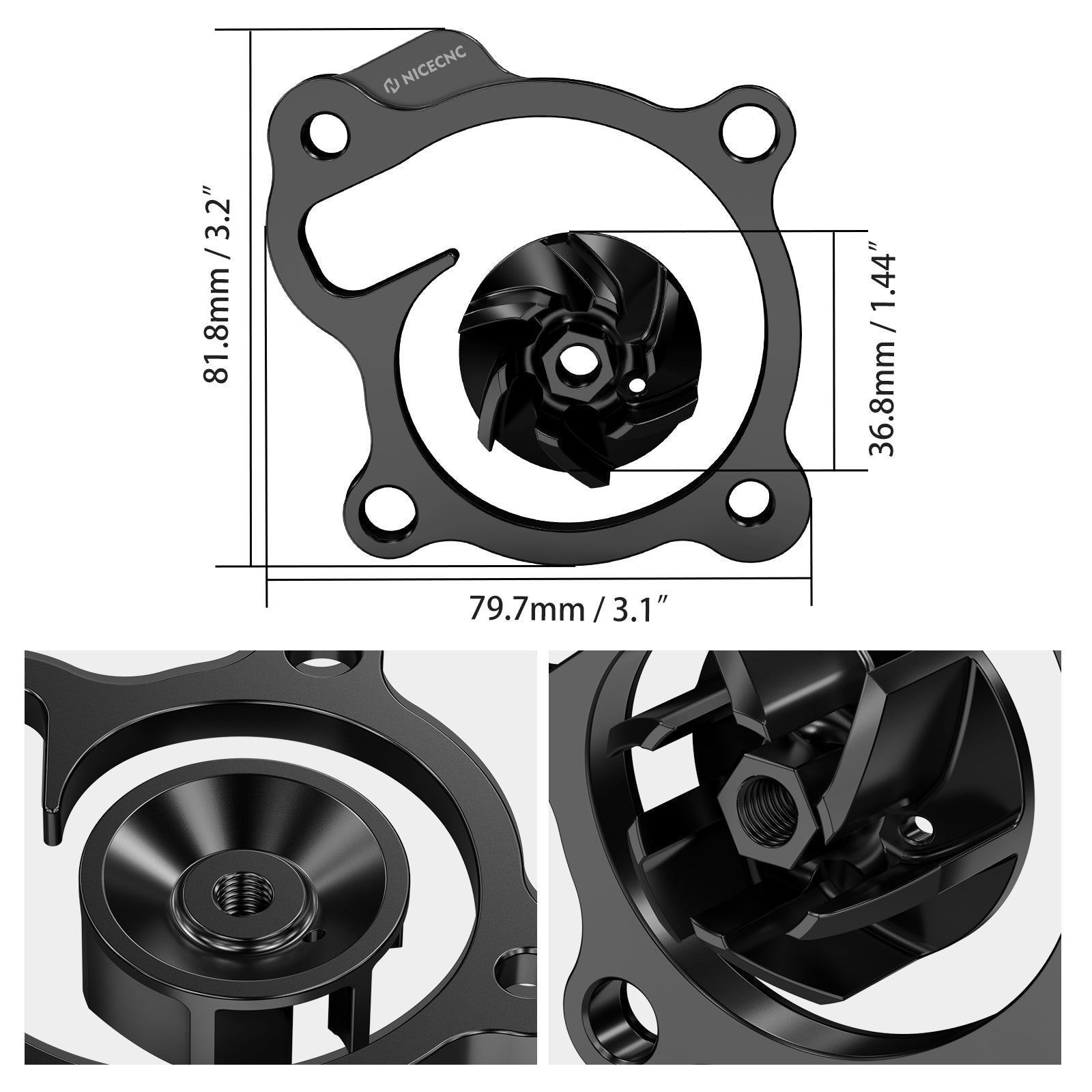 Übergroßes Wasserpumpen-Laufrad-Kühler-Abstandshalter-Kit für Honda CRF 250R/RX 2018-2025