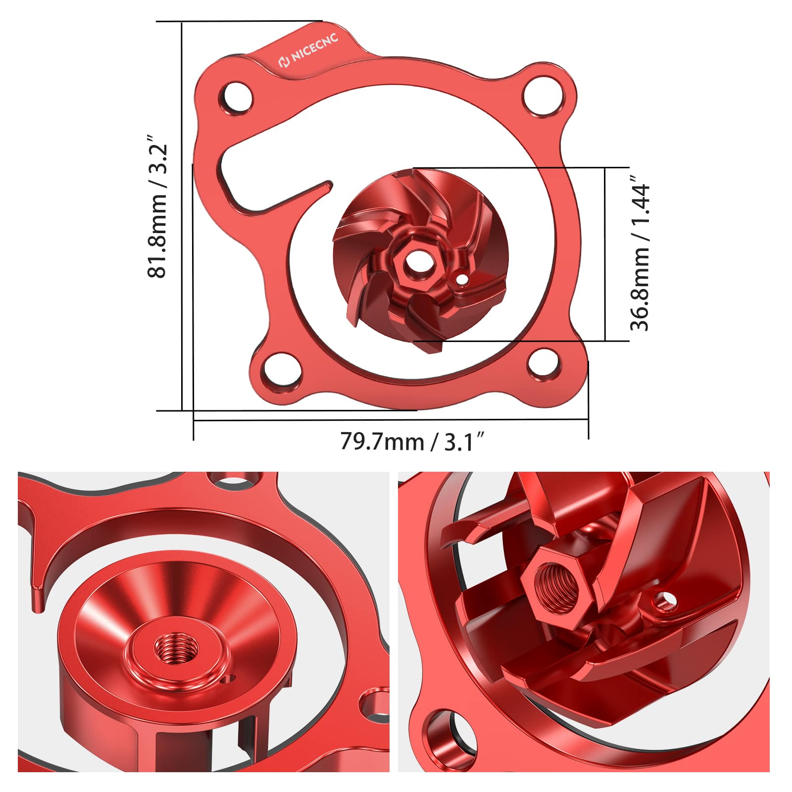 Übergroßes Wasserpumpen-Laufrad-Kühler-Abstandshalter-Kit für Honda CRF 250R/RX 2018-2025