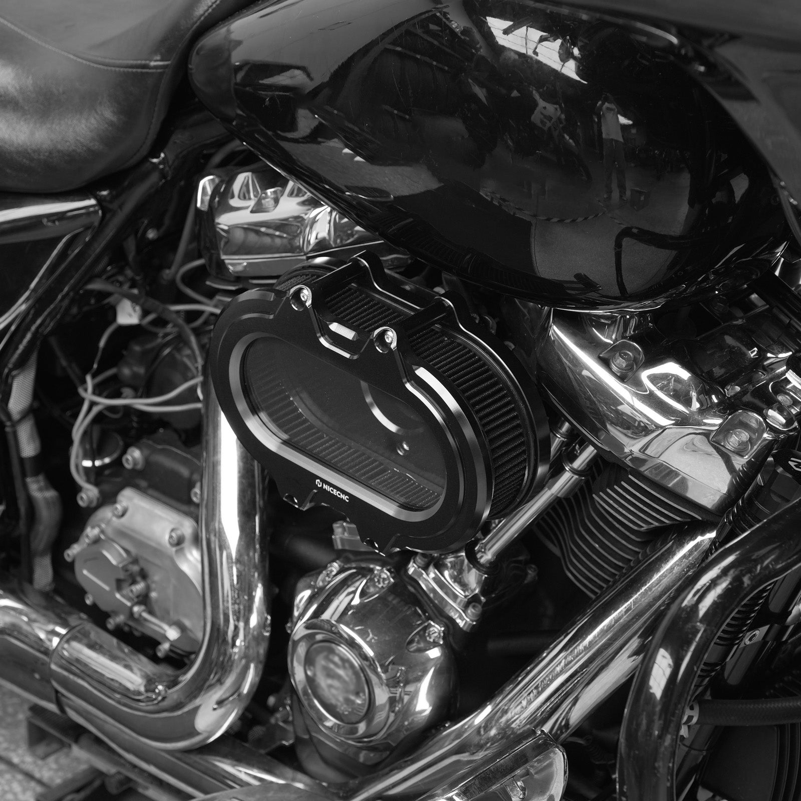 M8 Transparenter Luftfilter-Ansaugfilter-Kit für Harley Road King Electra Street Glide