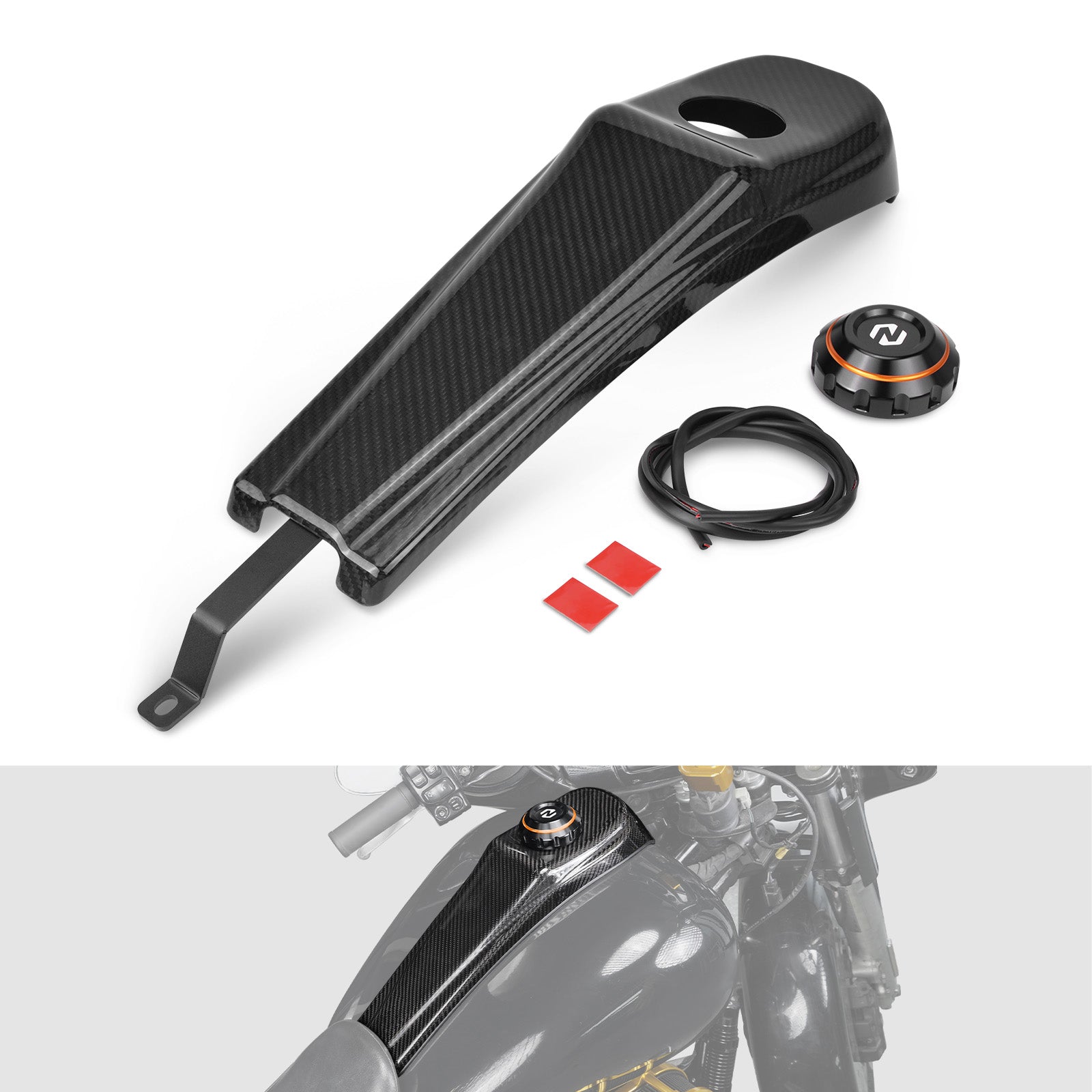 Tankdeckel mit Carbon-Dashboard-Einsatz für Harley Street Glide Road Glide Electra Glide