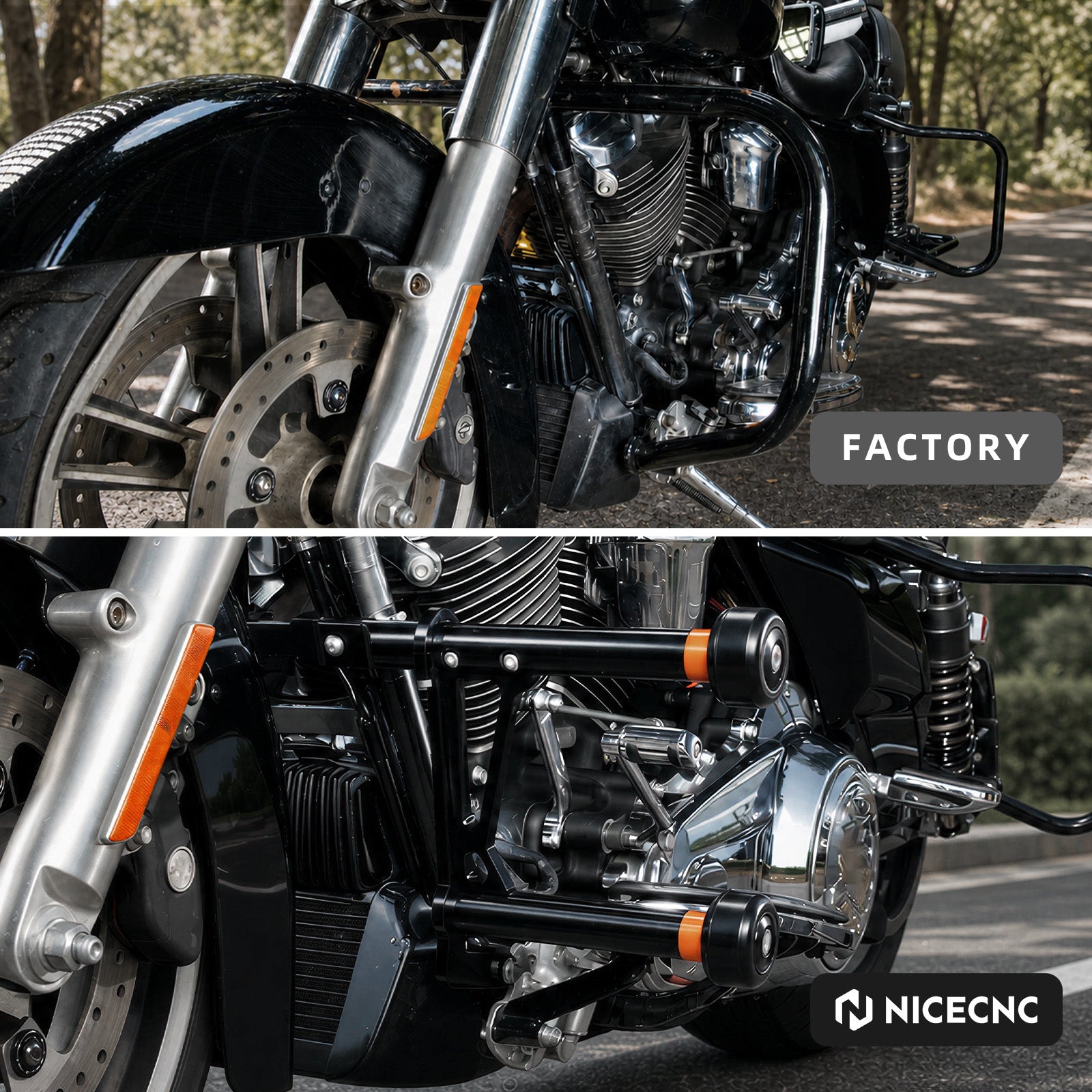 Paramotore modulare / protezione del telaio per la parte anteriore del motore per Harley Road King Electra Street Glide