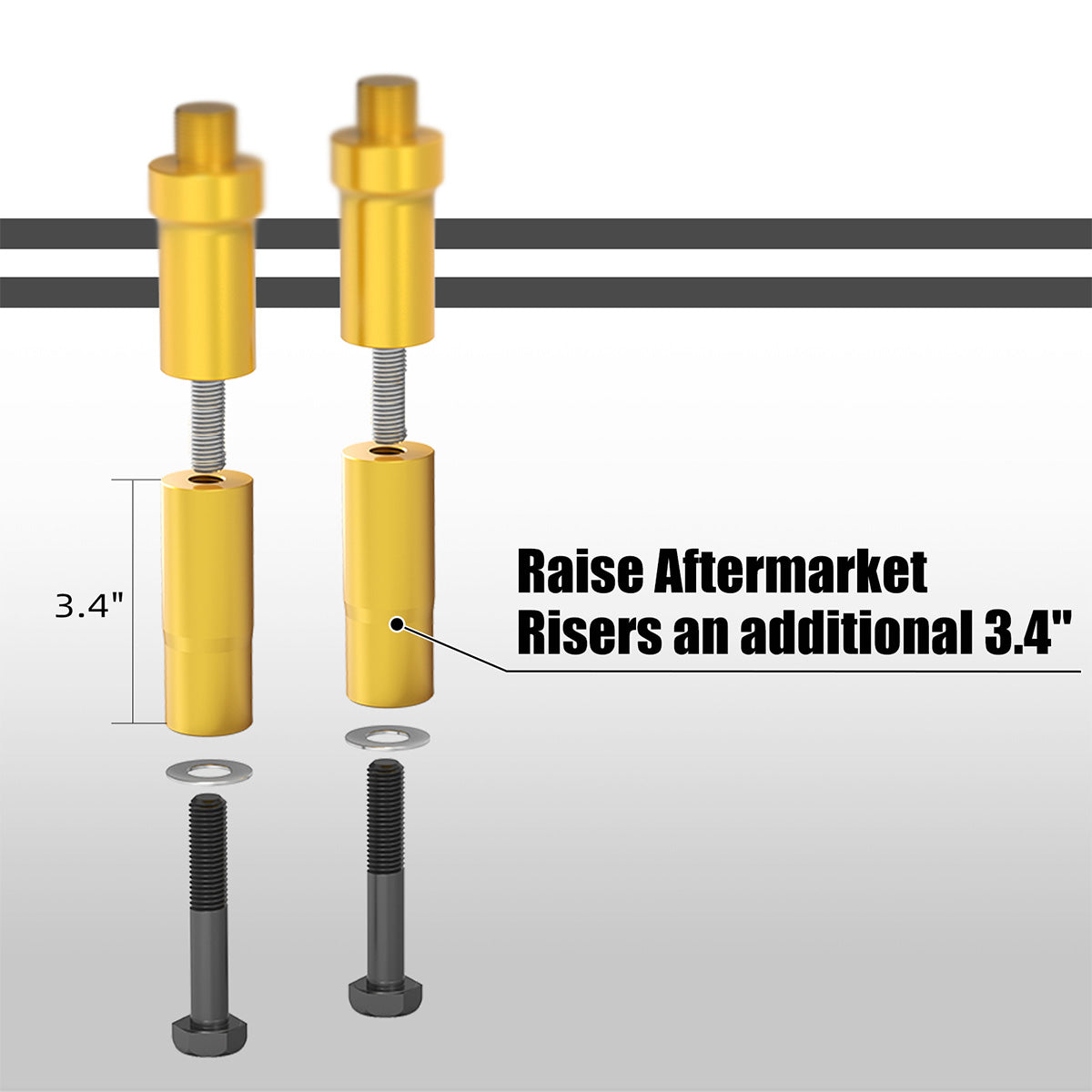 Modularer Kickback-Lenker-Riser mit Isolierung, 8"/ 7"/ 6"/ 5", nach hinten 1,5" für Harley 1-1/8" Fat Bar