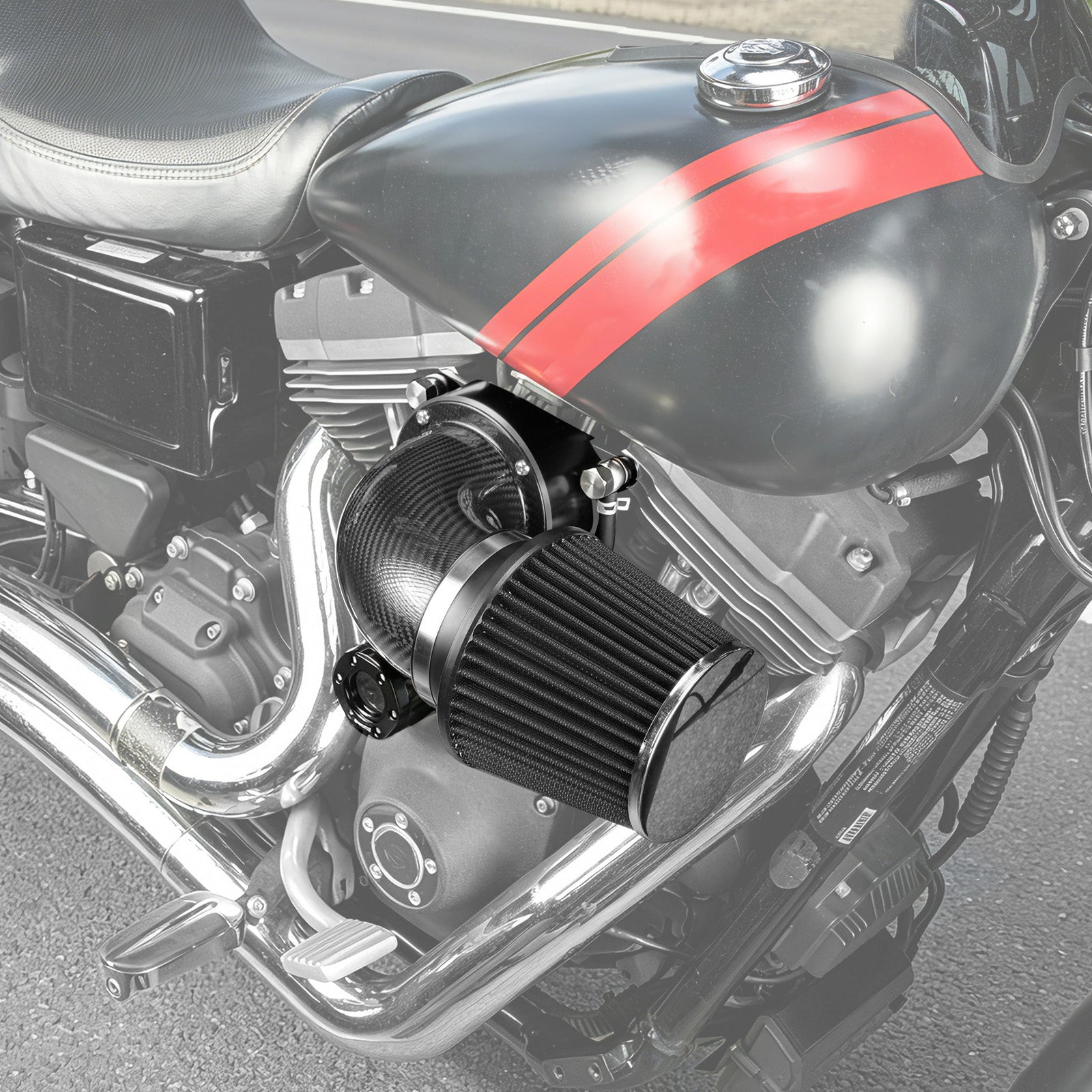 High-Flow Luftfilter mit externem Entlüftungs-Kit für Harley Dyna Street Fat Bob Super Wide Glide Low Rider