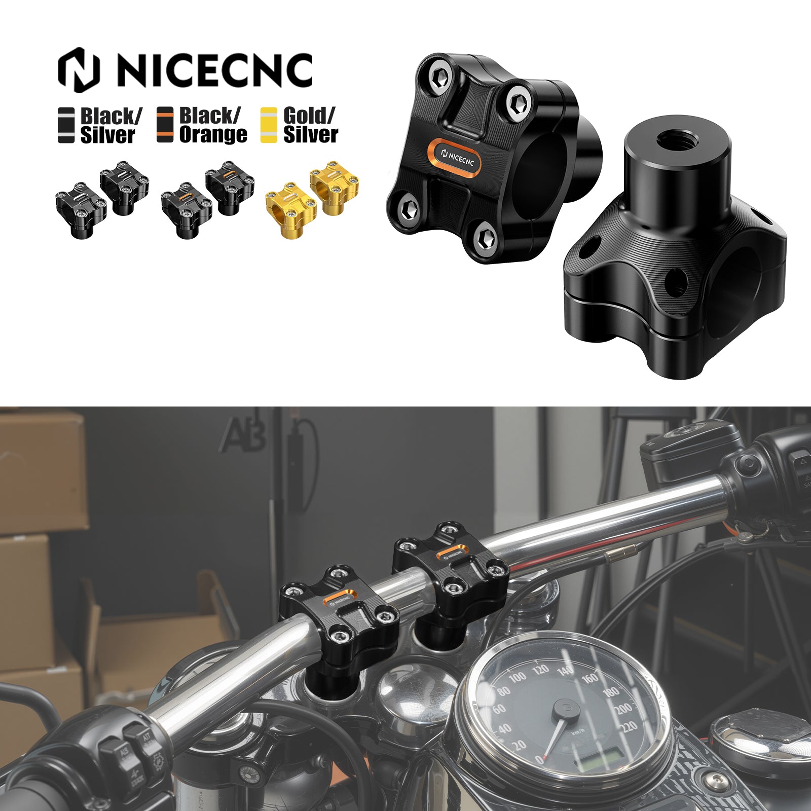 Paar 2" Lenker Risers 1-1/4" Oberklemme für Harley Dyna Wide Glide Street Fat Bob Low Rider 2006-2017