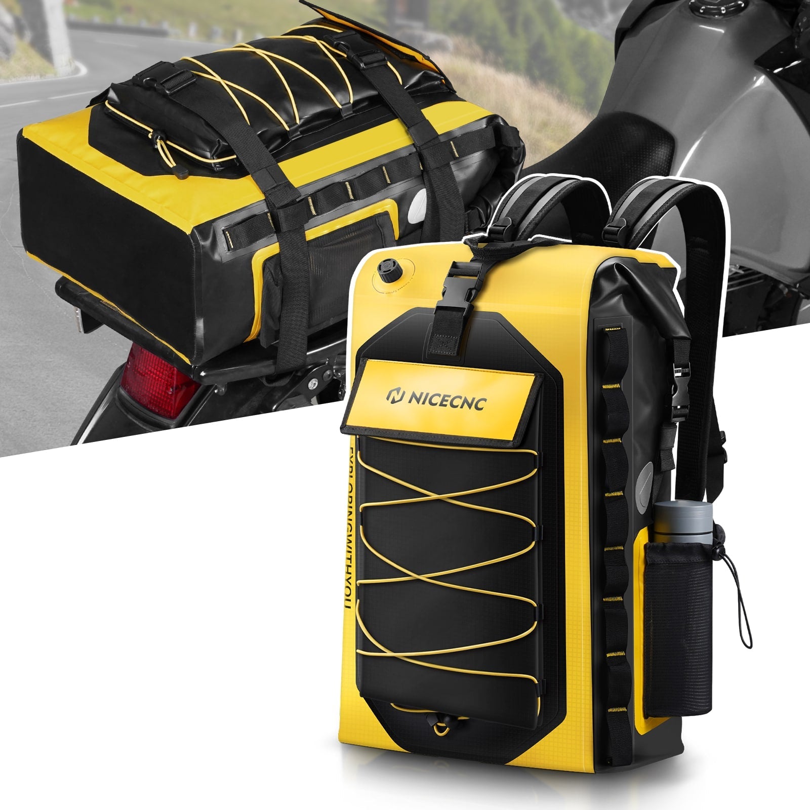 Motorrad wasserdichte Rucksack Hecktasche 40L erweiterbare Kapazität 500D PVC