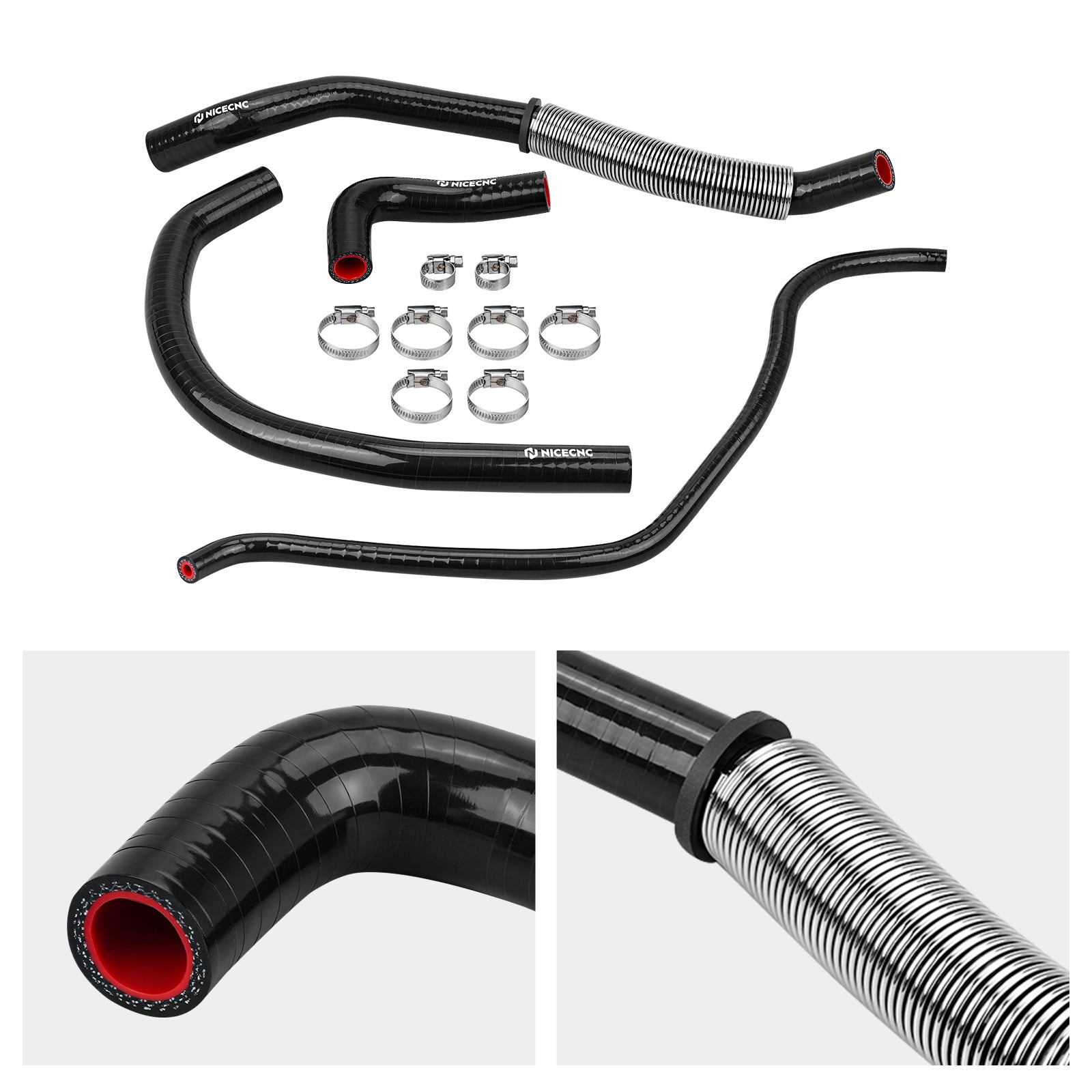 ATV-Silikon-Kühlerschlauch-Set mit Hitzeschutz-Adaptern für Yamaha Banshee 350 1987–2006