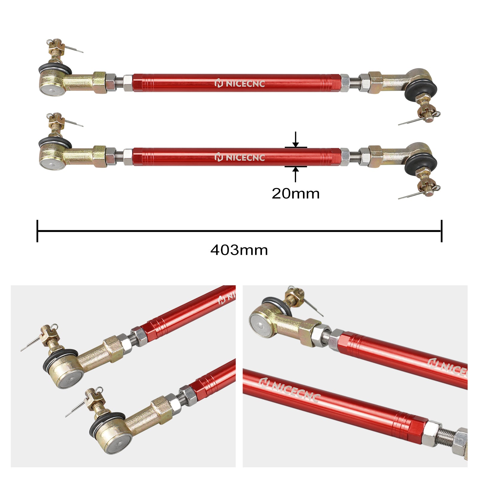 Paar ATV Verbesserte Spurstangen mit 4PCS Kugelgelenke Kit Für Honda TRX450R TRX450ER