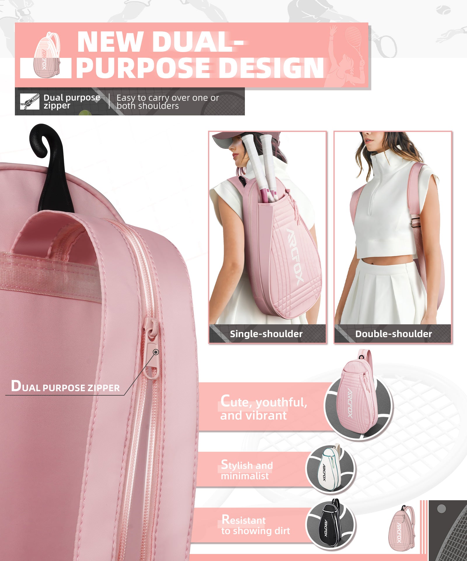 Wasserabweisende Tennistasche Sportrucksack Strapazierfähig mit Schlägerfach