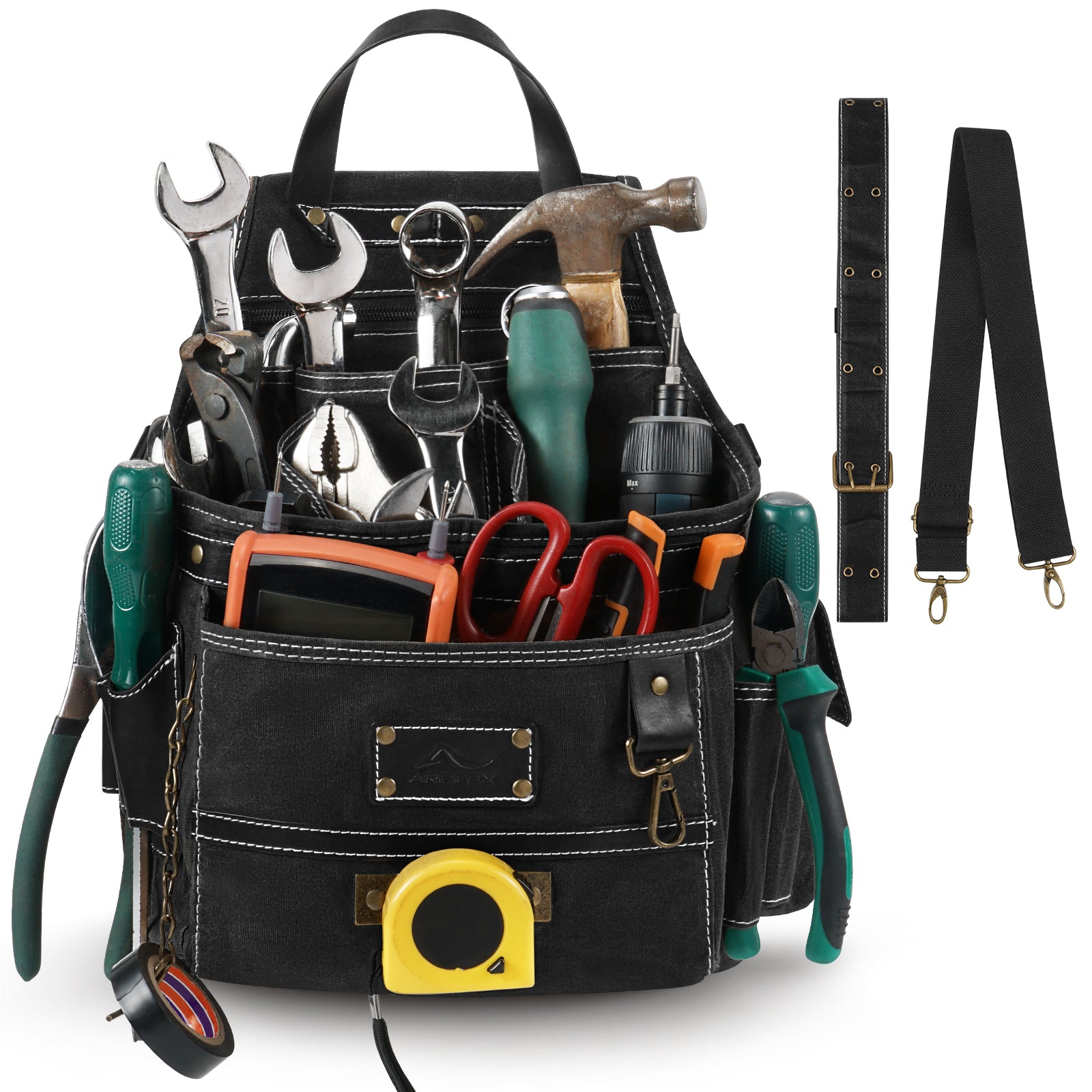 Gürteltasche für Multifunktionswerkzeug mit 11 Taschen und schnell verstellbarer Gürteltasche aus Canvas mit Halterung für Hardware