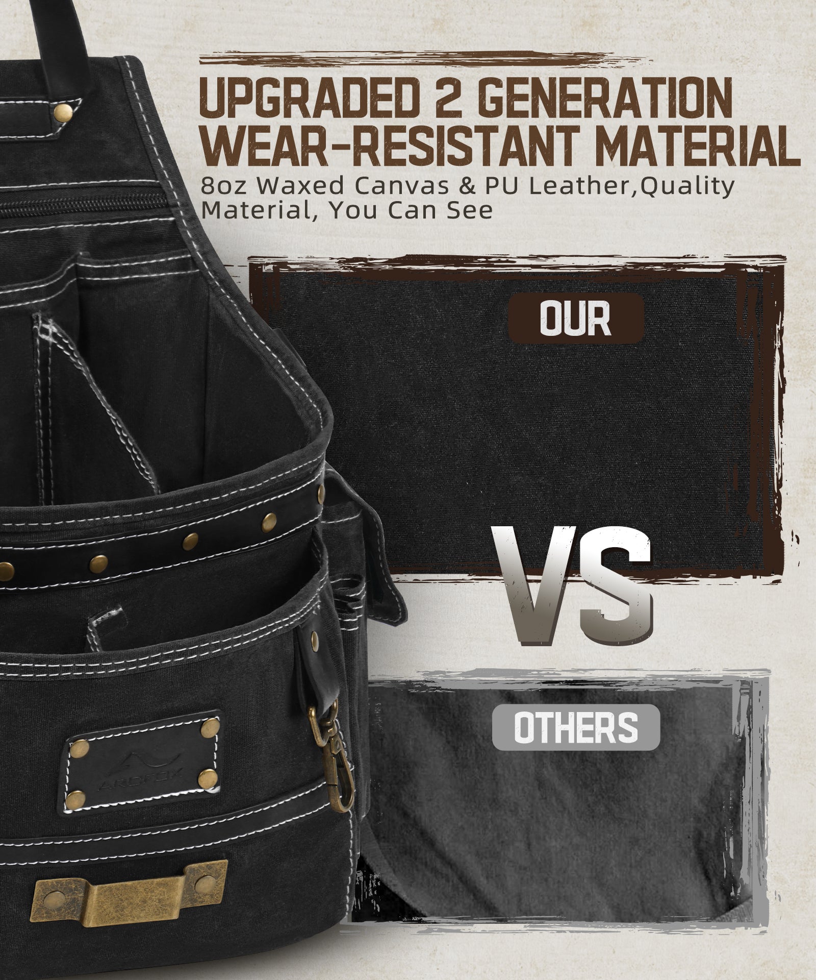 Gürteltasche für Multifunktionswerkzeug mit 11 Taschen und schnell verstellbarer Gürteltasche aus Canvas mit Halterung für Hardware