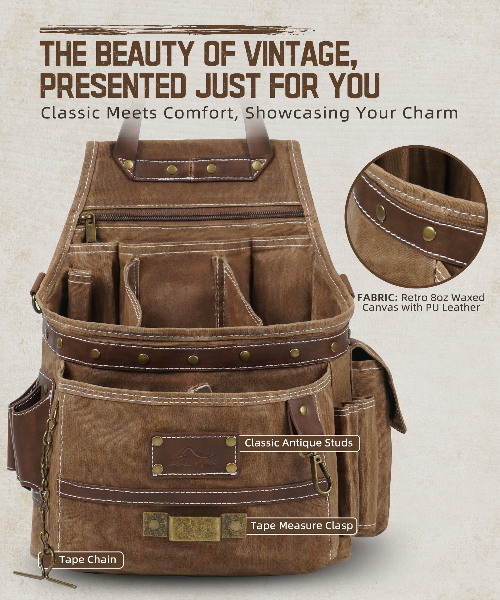 Gürteltasche für Multifunktionswerkzeug mit 11 Taschen und schnell verstellbarer Gürteltasche aus Canvas mit Halterung für Hardware