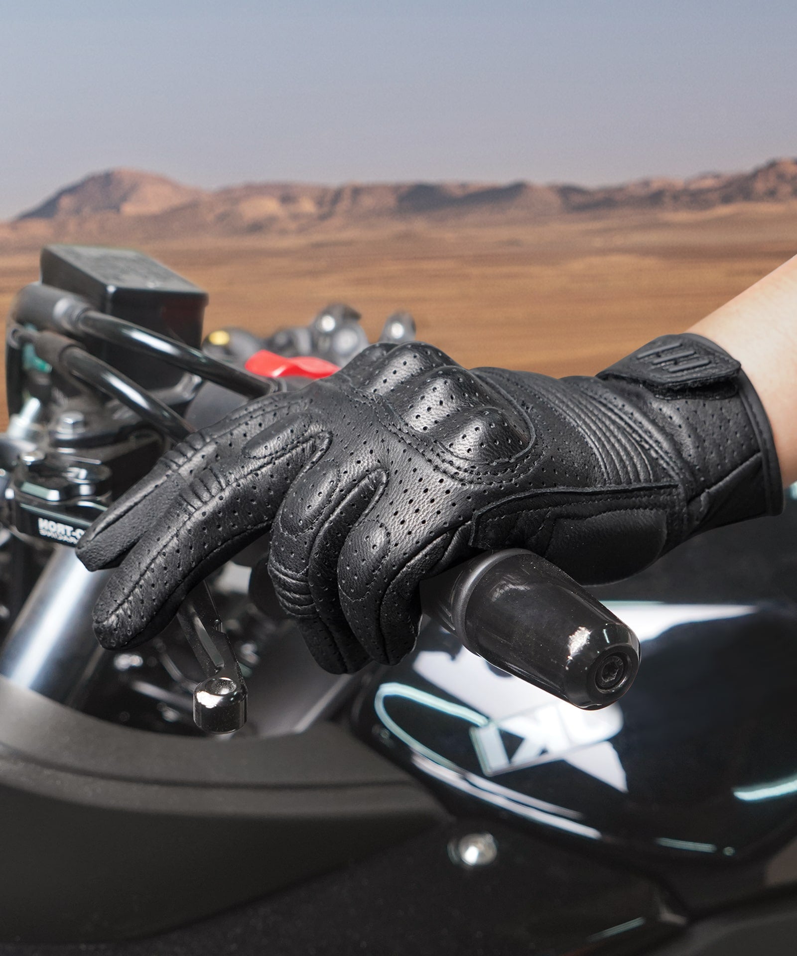 Motorrad Ziegenleder Handschuhe Vintage Schutz Carbon Radfahren Handschuhe Touchscreen