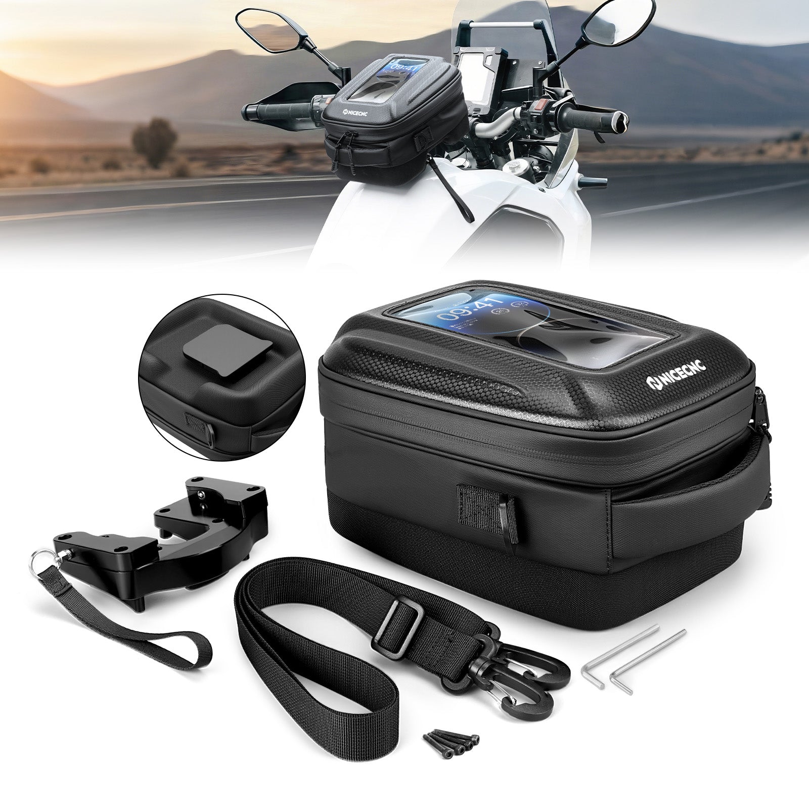 Tankrucksack mit Schnellverschluss und Push-Pull-Schließsystem für Yamaha Tenere 700 2019–2024