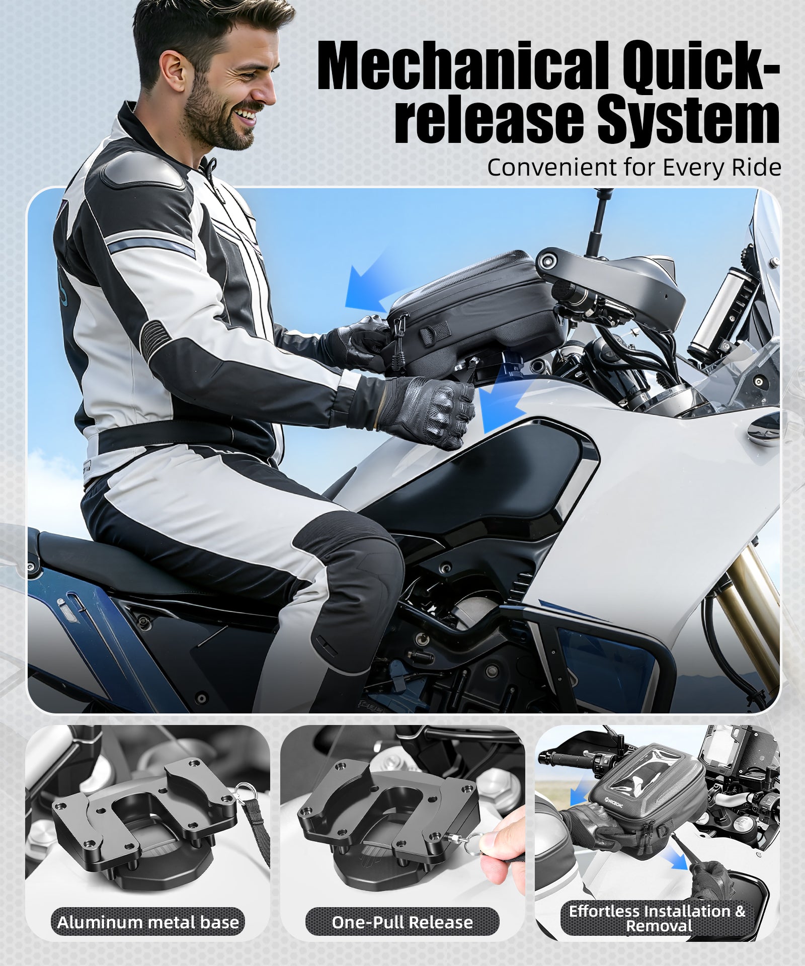 Tankrucksack mit Schnellverschluss und Push-Pull-Schließsystem für Yamaha Tenere 700 2019–2024