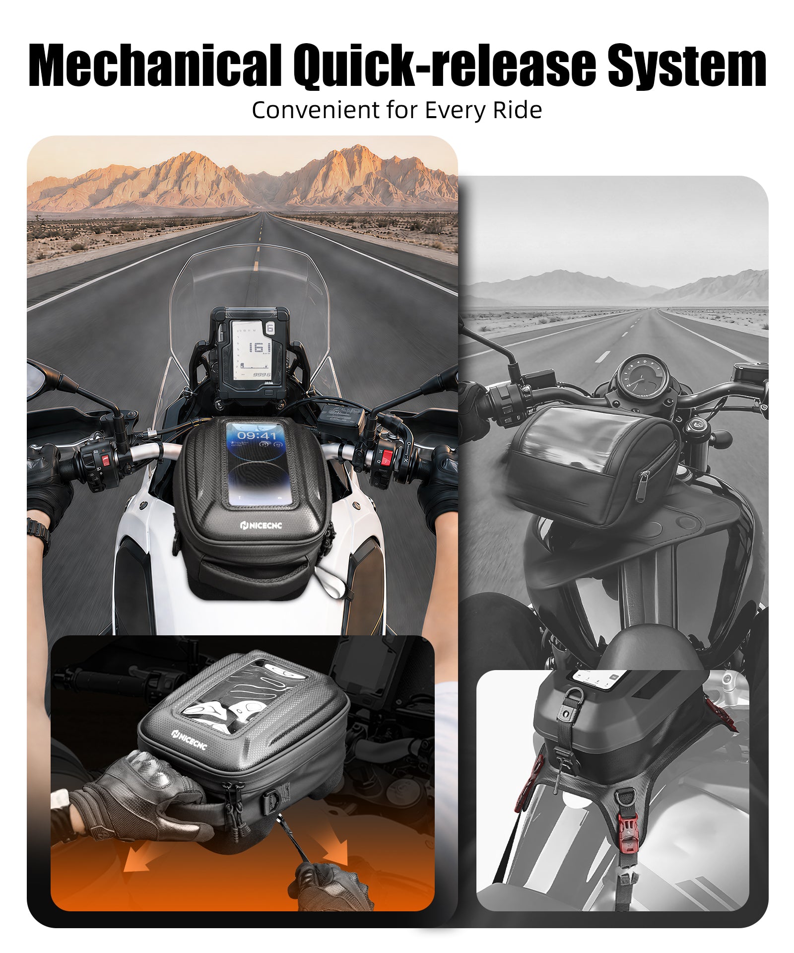 Tankrucksack mit Schnellverschluss und Push-Pull-Schließsystem für Yamaha Tenere 700 2019–2024