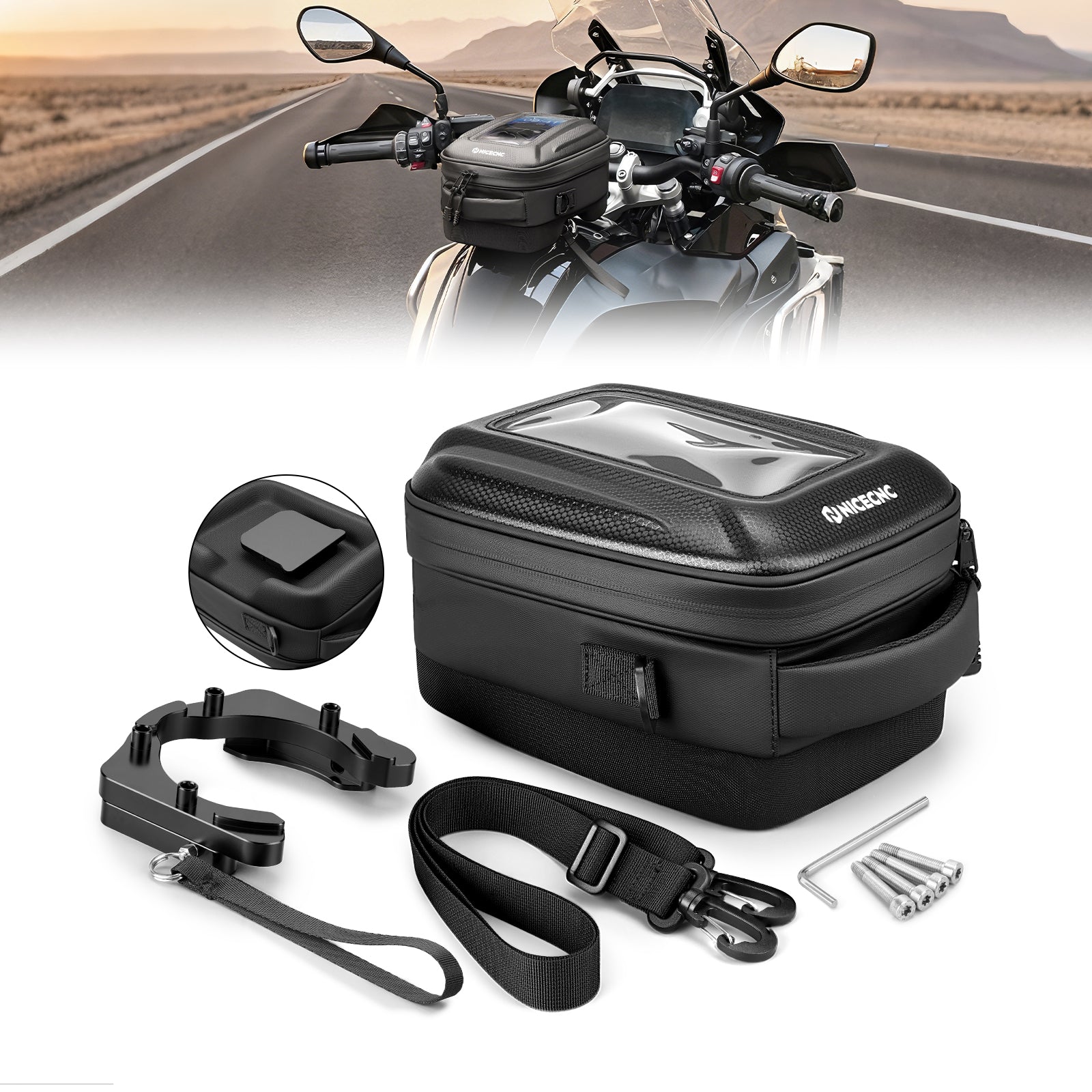 Schnellverschluss Motorrad Tanktasche für BMW R1250GS, Yamaha Tenere 700, Honda Africa Twin CRF1100L