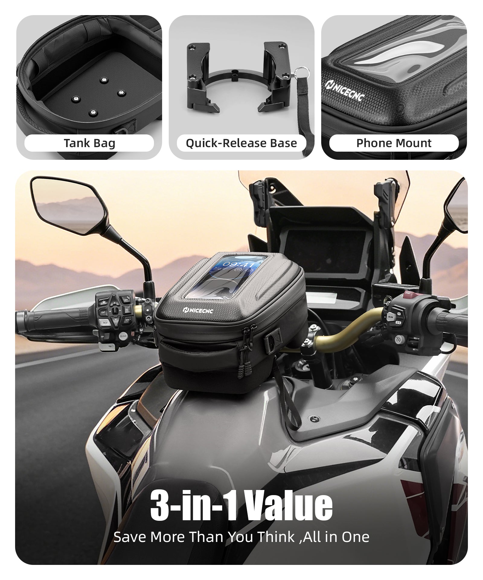 Schnellverschluss Tankrucksack für Honda Africa Twin CRF1100L 2020-2025 – Push-Pull Verriegelung
