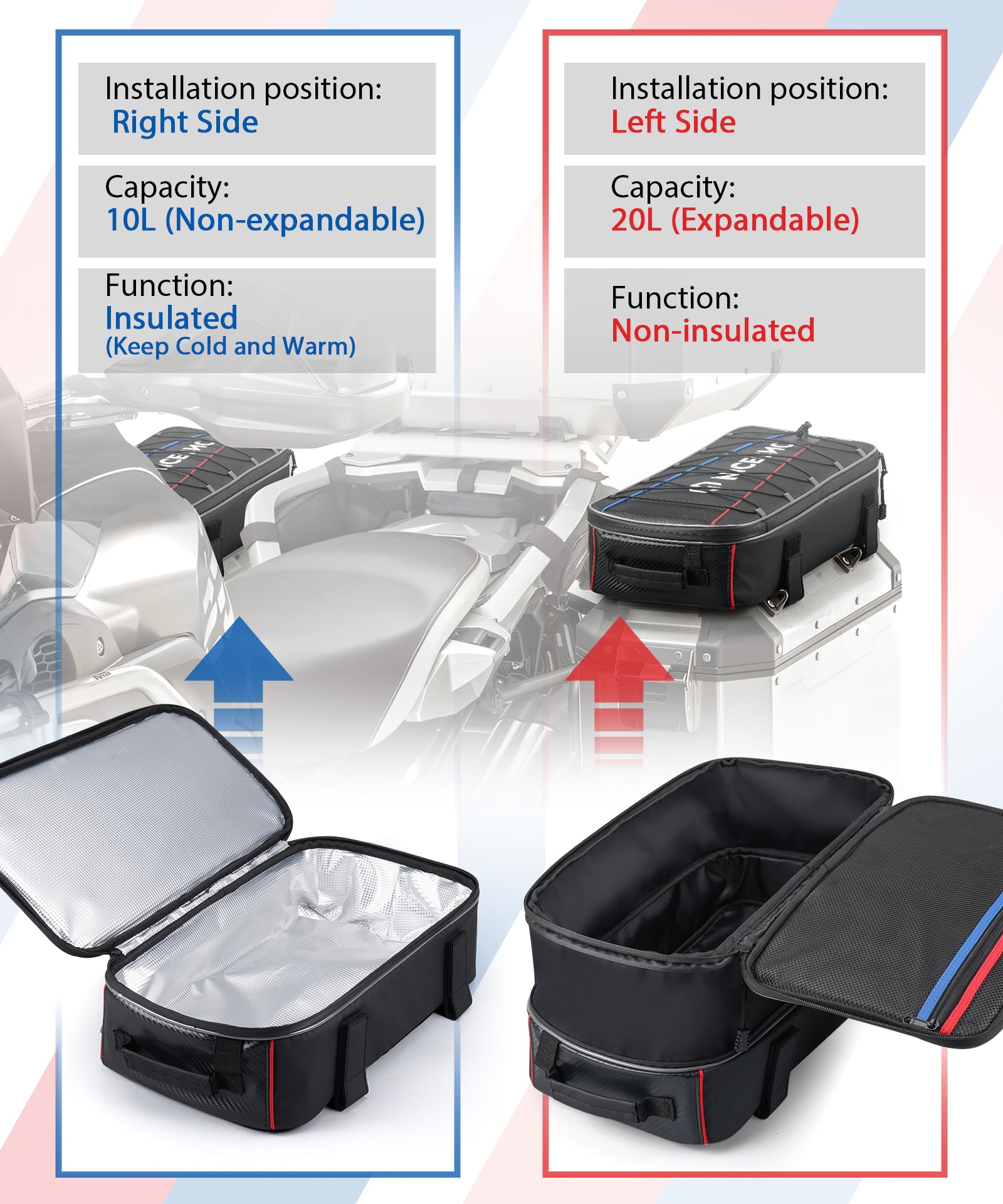 Bolsa para maleta superior de motocicleta 20L expandible para equipaje y herramientas para BMW R1250GS Adv R1200 GS