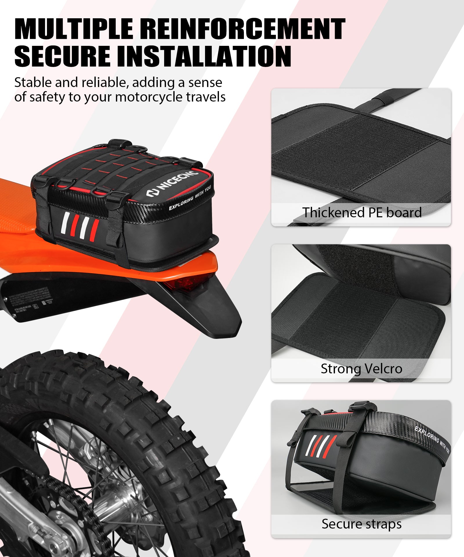 Universal Motorrad Hinten Fender Tasche mit Werkzeug Rolle Tasche Für Dirt Bike Abenteuer Off-road Reiten