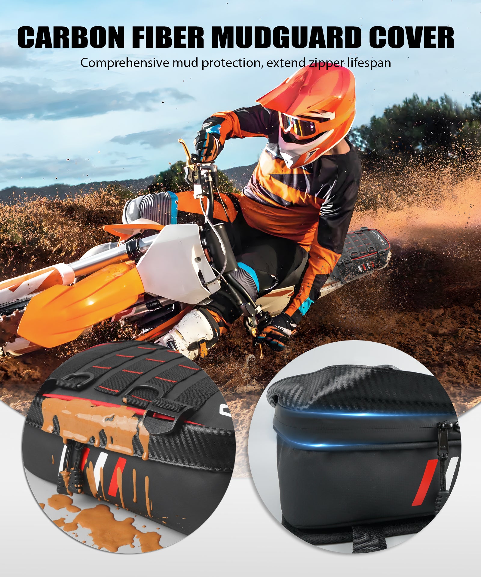 Universal Motorrad Hinten Fender Tasche mit Werkzeug Rolle Tasche Für Dirt Bike Abenteuer Off-road Reiten