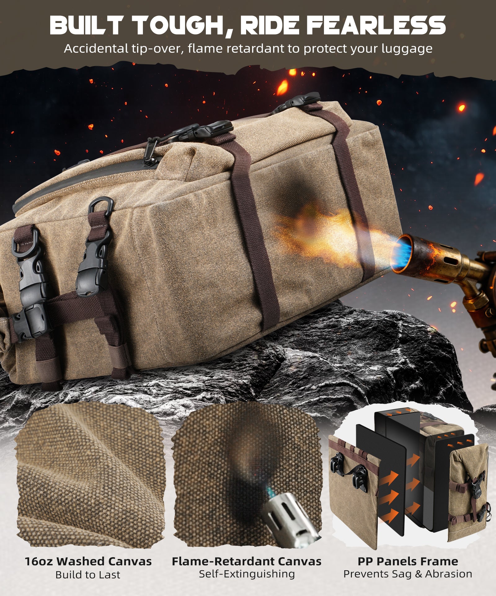 Motorrad-Gepäckträgertasche aus Baumwoll-Canvas, 30 Liter Fassungsvermögen