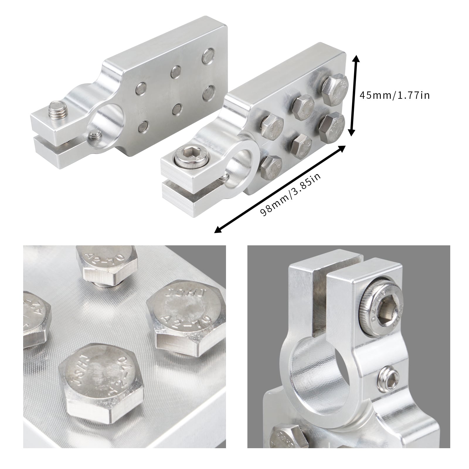 2x 4/0 AWG Autobatterie Klemme Set Batterieklemme Terminal Polklemmen Silber