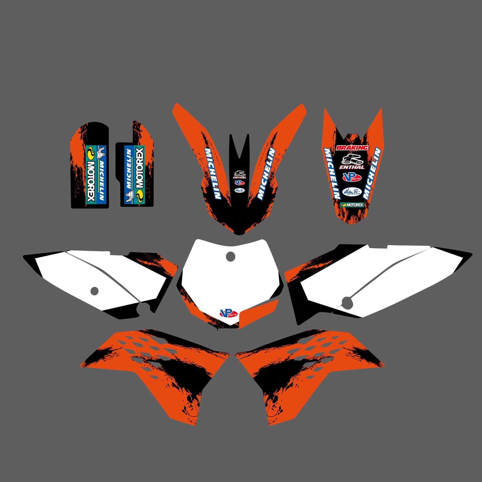 Neue Bull Team-Grafiken und Hintergrundaufkleber im neuen Stil für KTM SX65 2009-2015