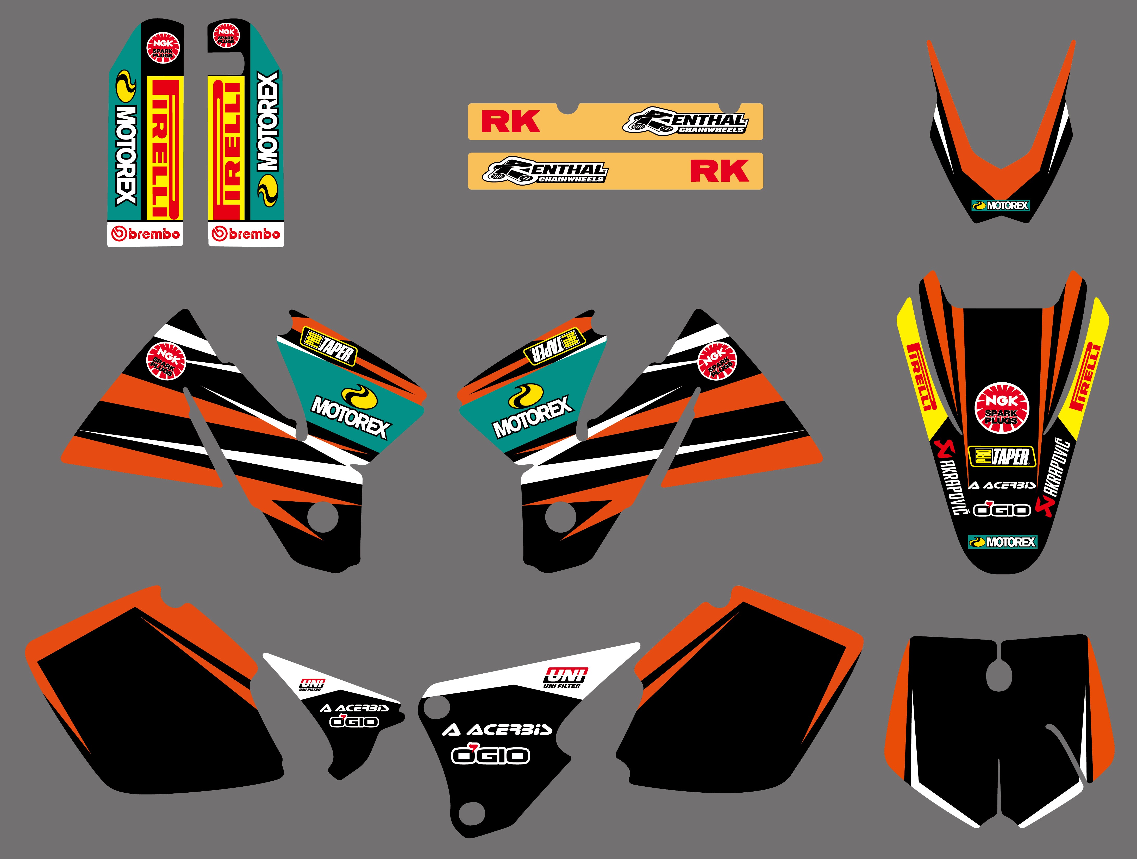 Motorrad-Team-Aufkleber mit voller Grafik für KTM SX 1998-2000
