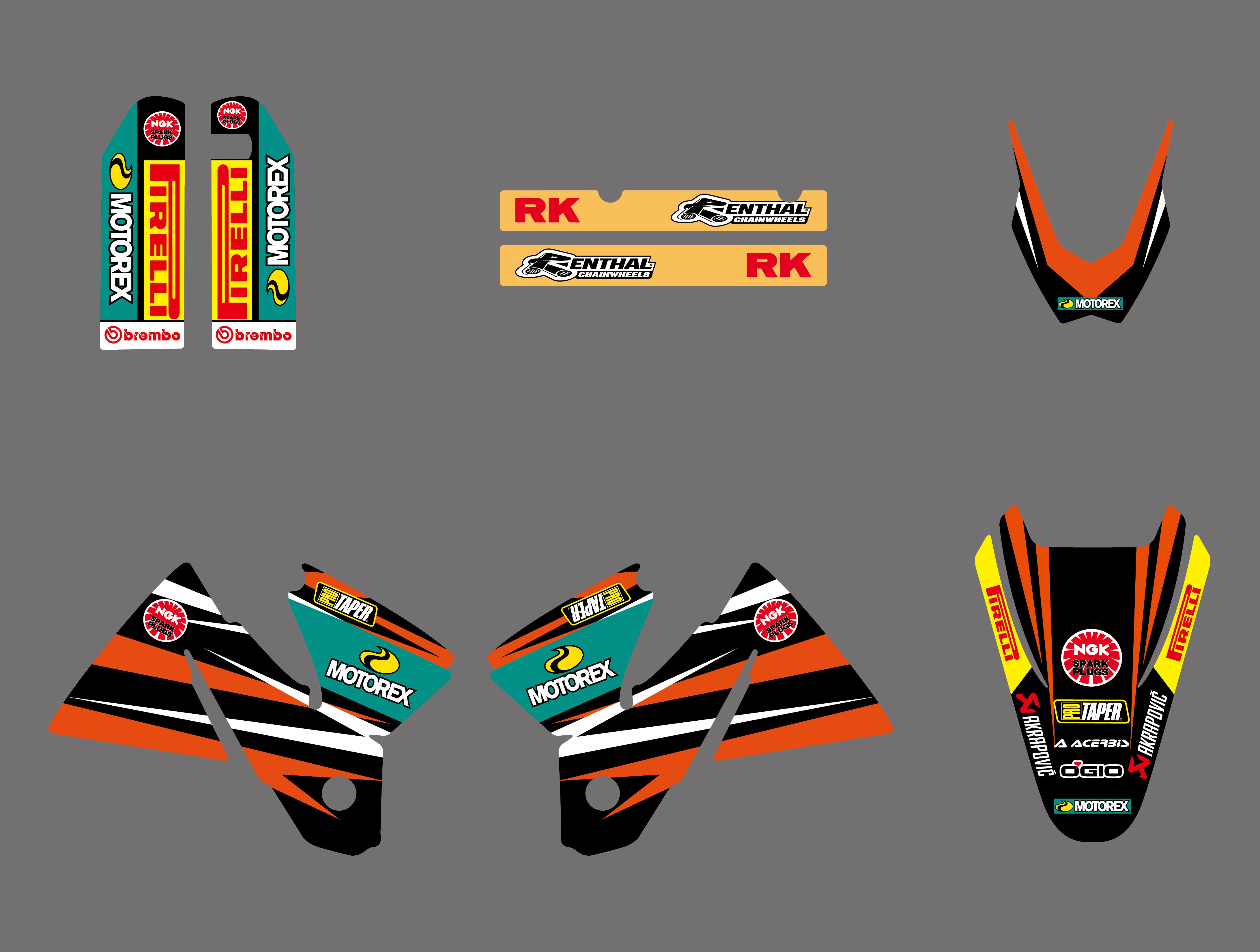 Motorrad-Team-Aufkleber mit voller Grafik für KTM SX 1998-2000