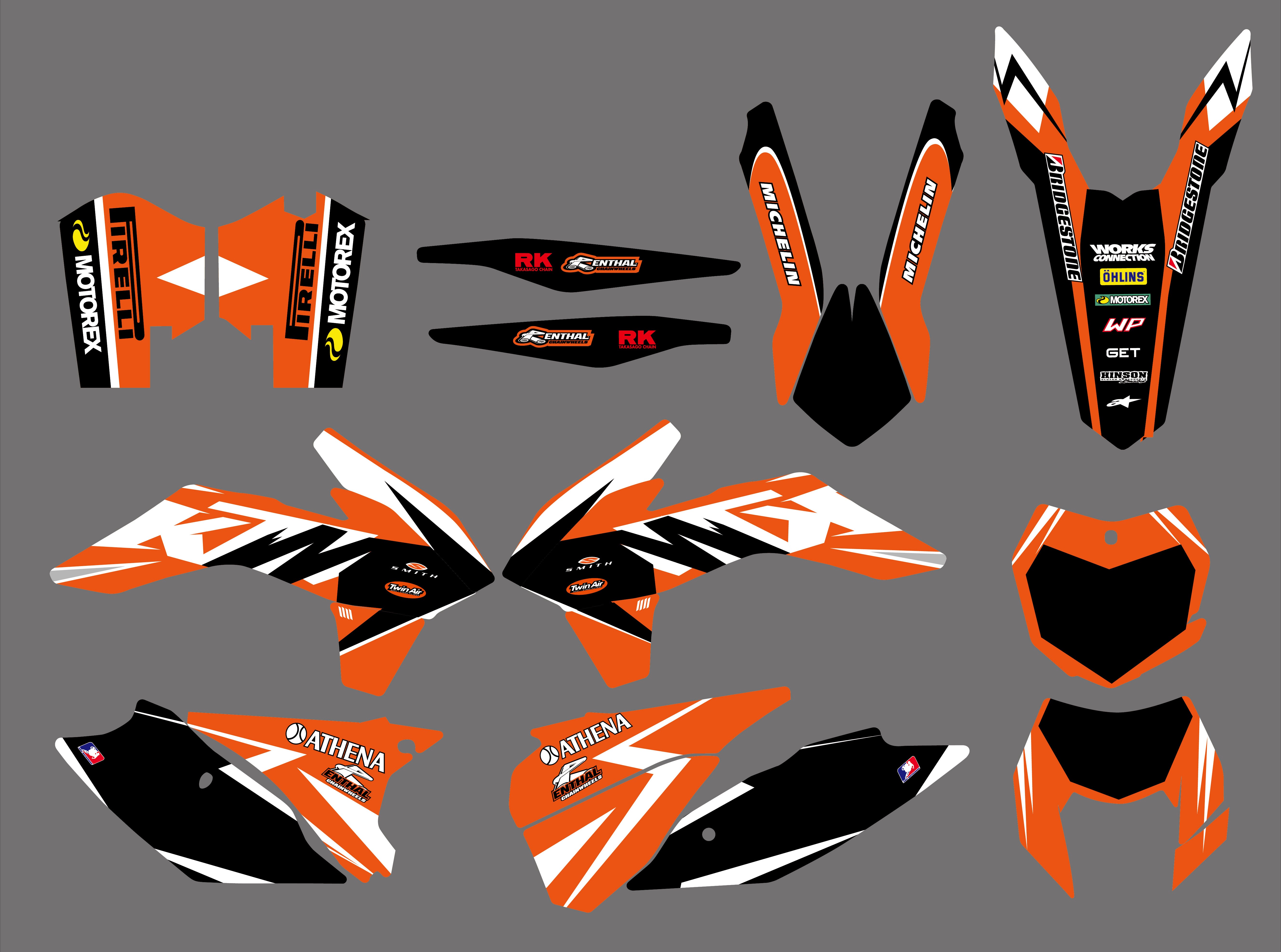Vollständige Grafik-Hintergrund-Aufkleber für KTM EXC/XC-W/XCF-W 2014-2016