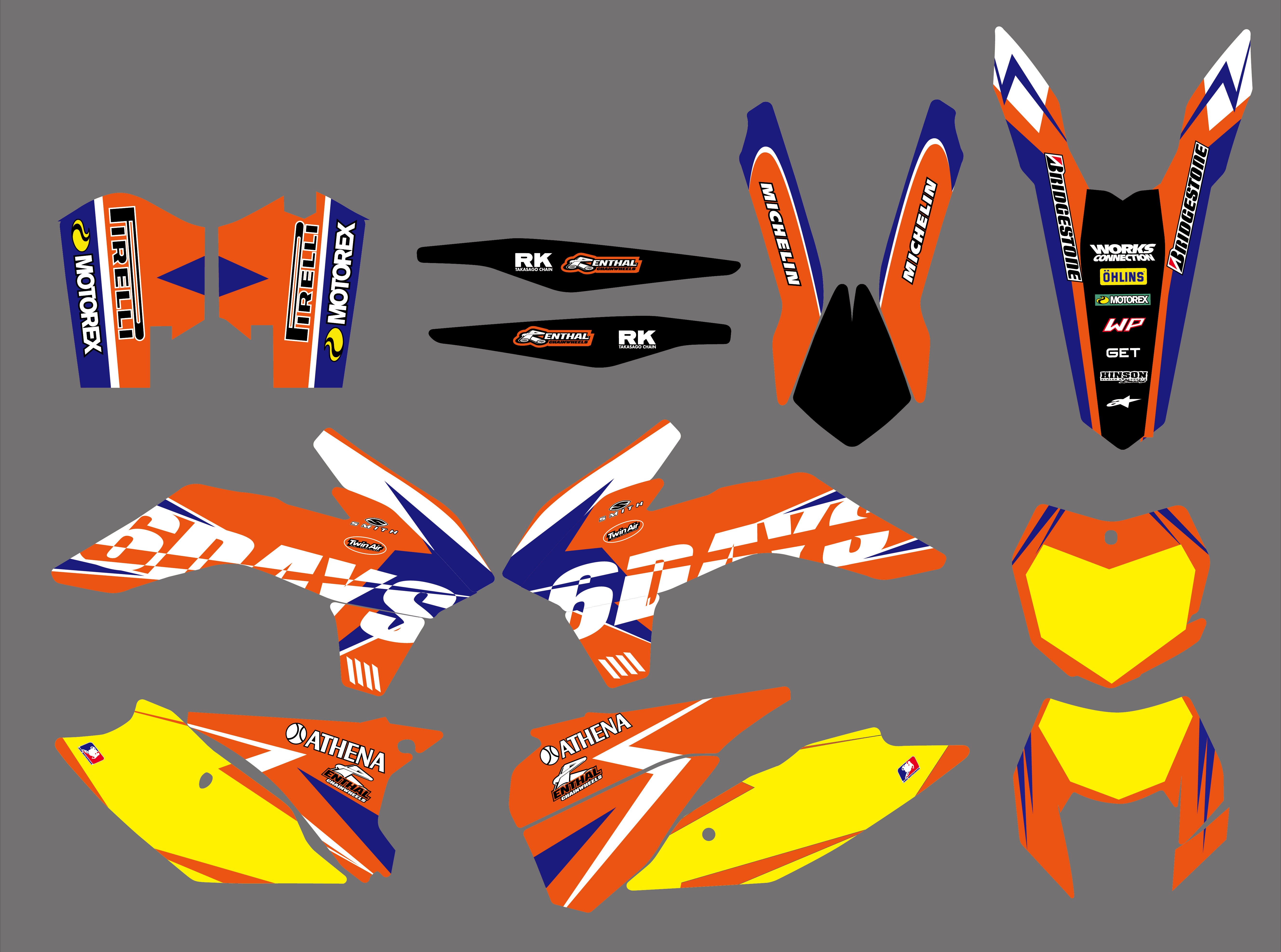 Vollständige Grafik-Hintergrund-Aufkleber für KTM EXC/XC-W/XCF-W 2014-2016